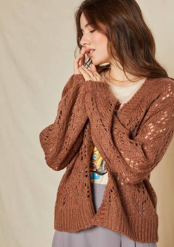 Open Front Crochet Knit Sweater Cardigan