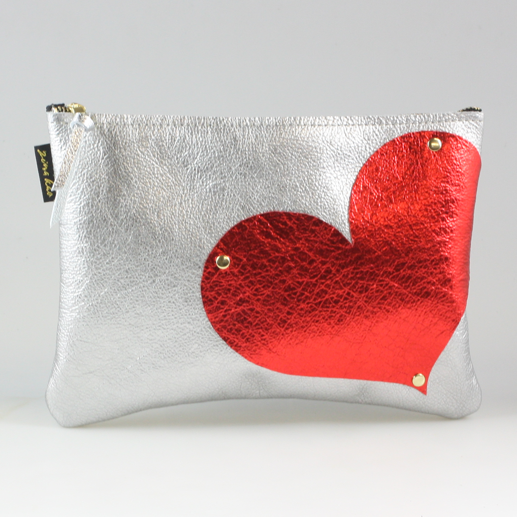 The Carter Clutch: Side Heart Applique Pouch
