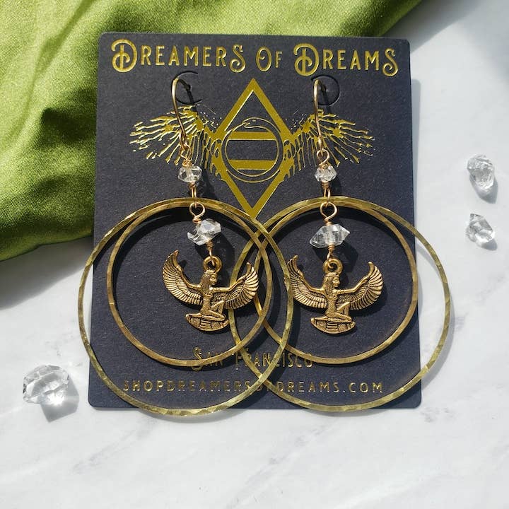 Isis Double Hoop Herkimer Earrings