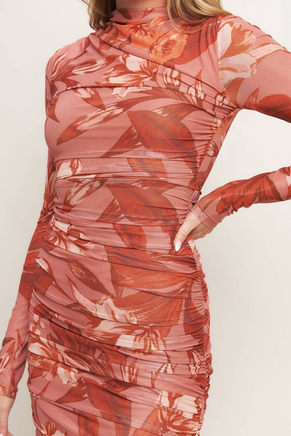 Printed Power Mesh Dress