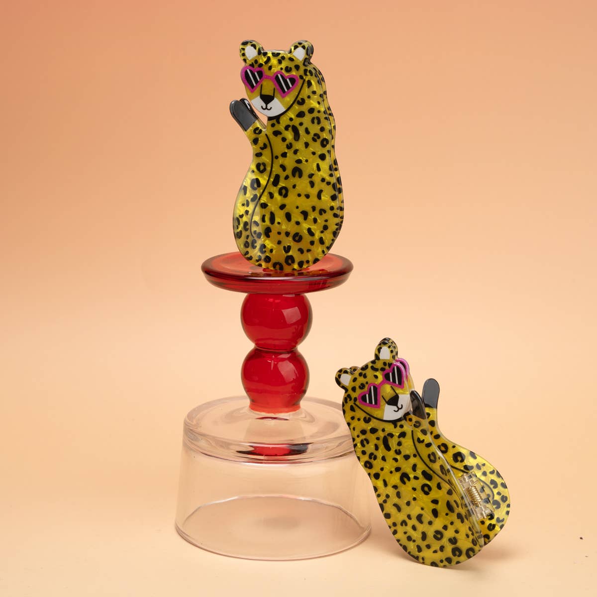 Cool Heart Sunglasses Cheetah Leopard Hair Claw