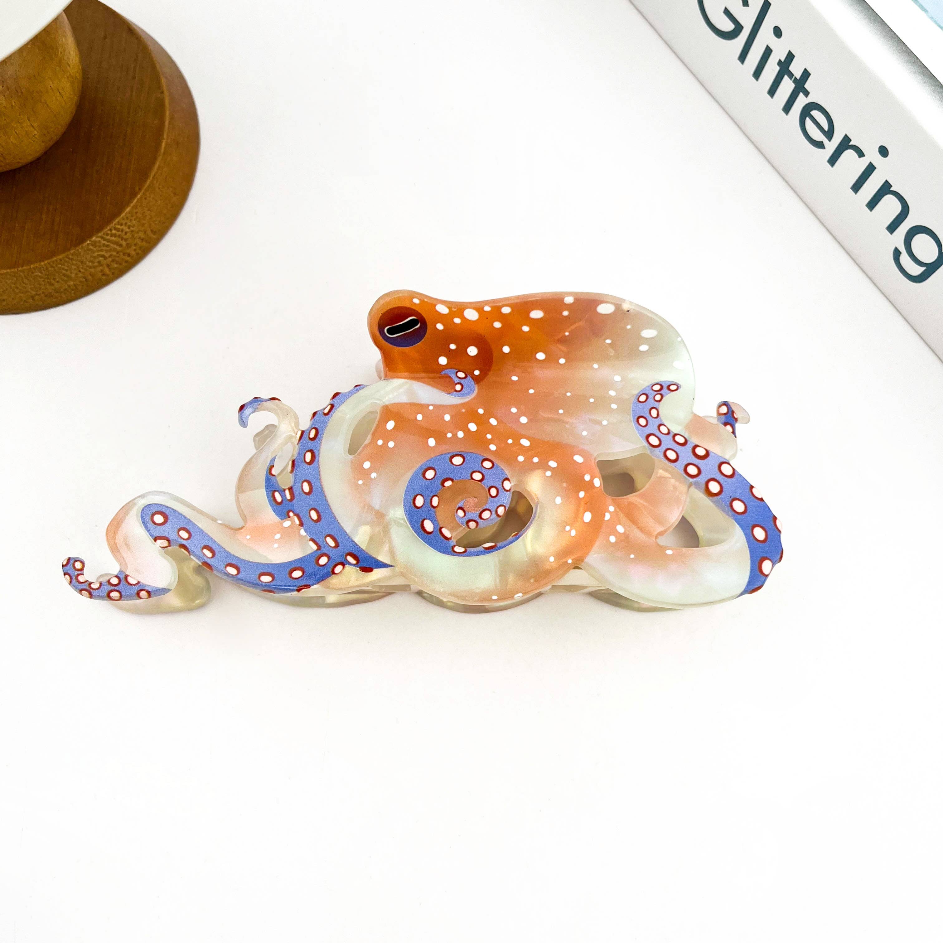 Blue Ring Octopus Hair Claw Clip, Acetate Hair Clip