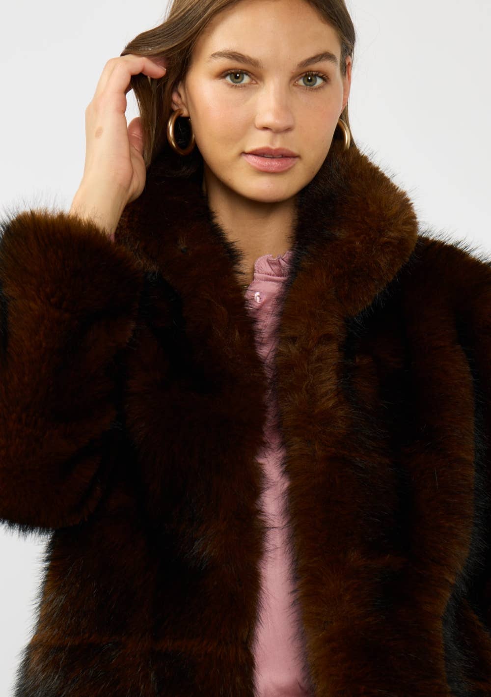 Cropped Faux Fur Jacket with Pockets