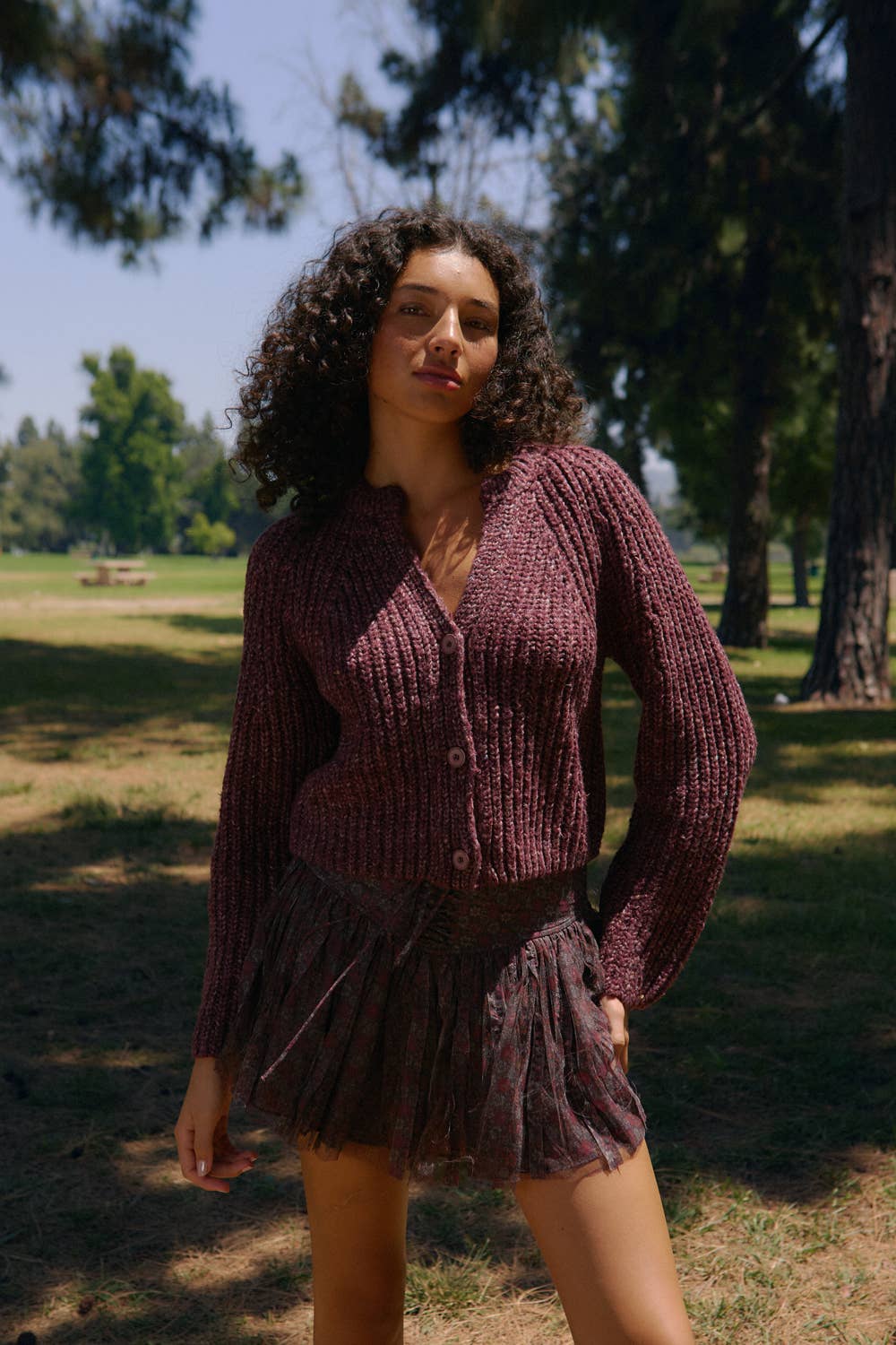 Confetti Button-Front Cardigan Sweater