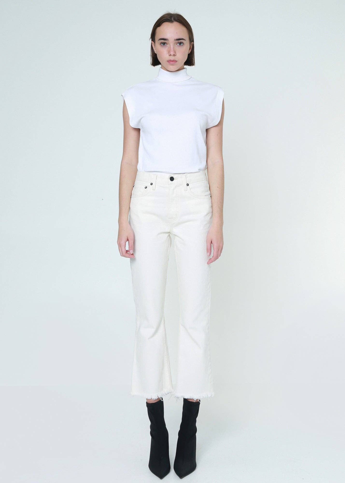Farrah Mid Rise Kick Flare Jean - Bone