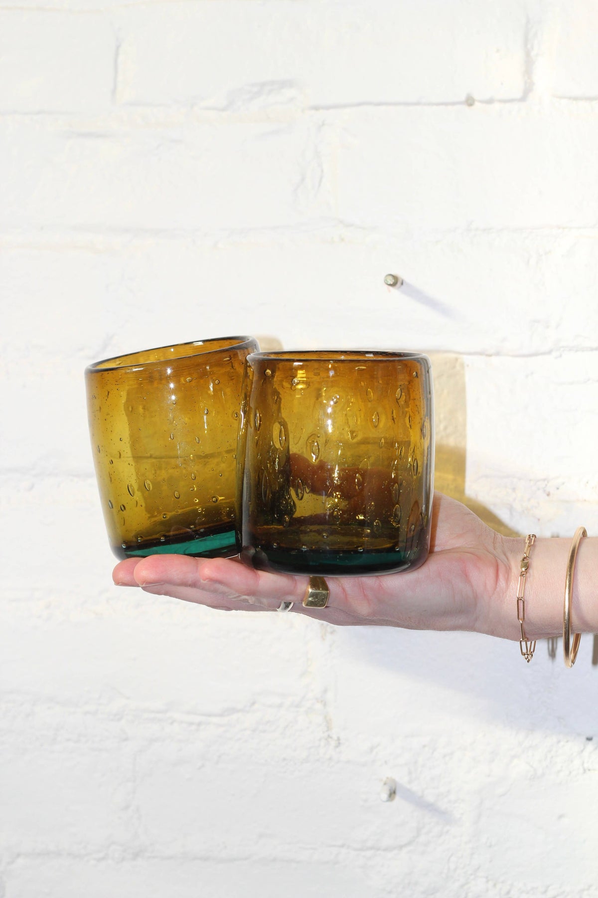 Bubble Rocks Glass - Handblown, Recycled Glass Tumbler