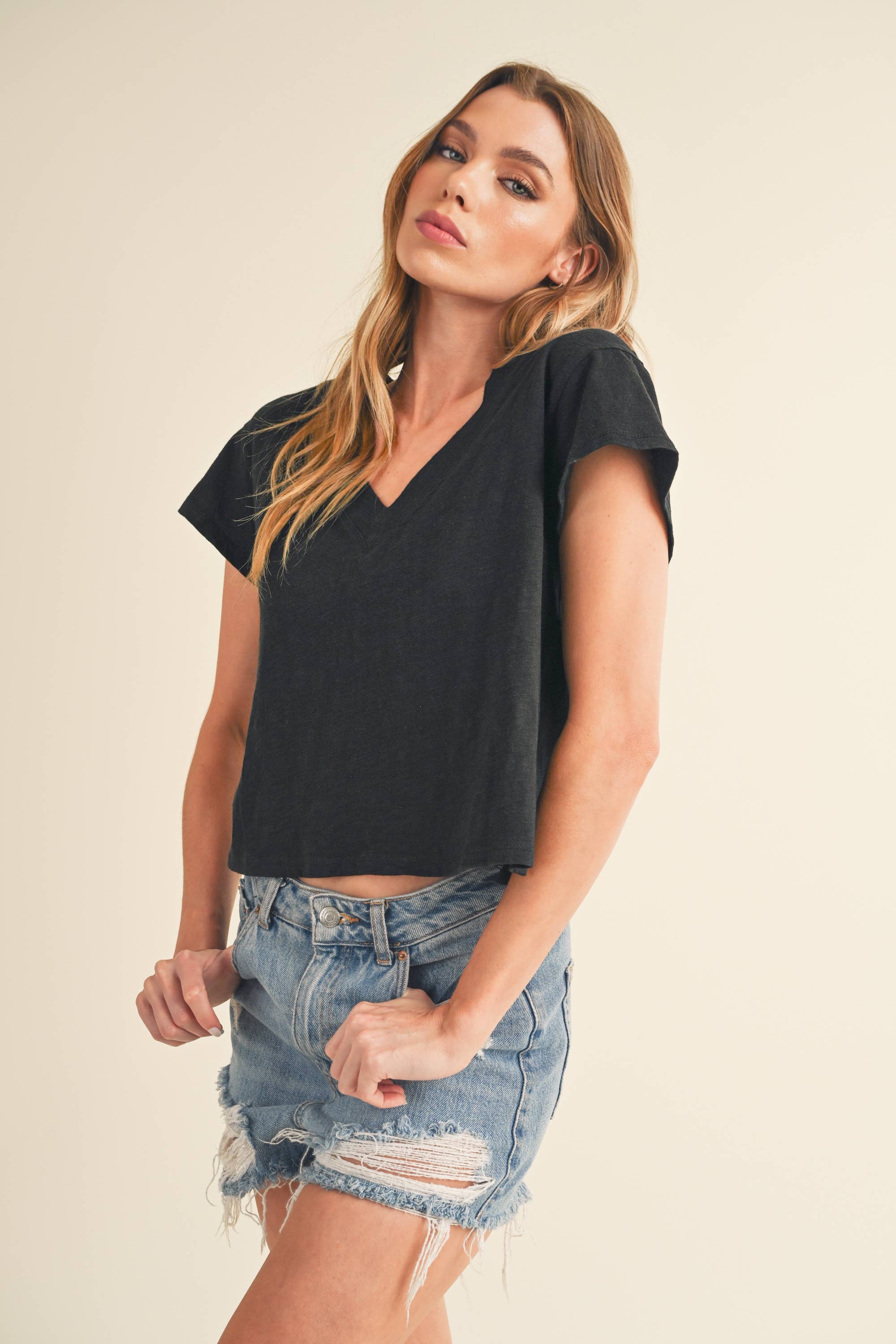 8281DK Til V-Neck Baby Top: Sky / Contemporary / M