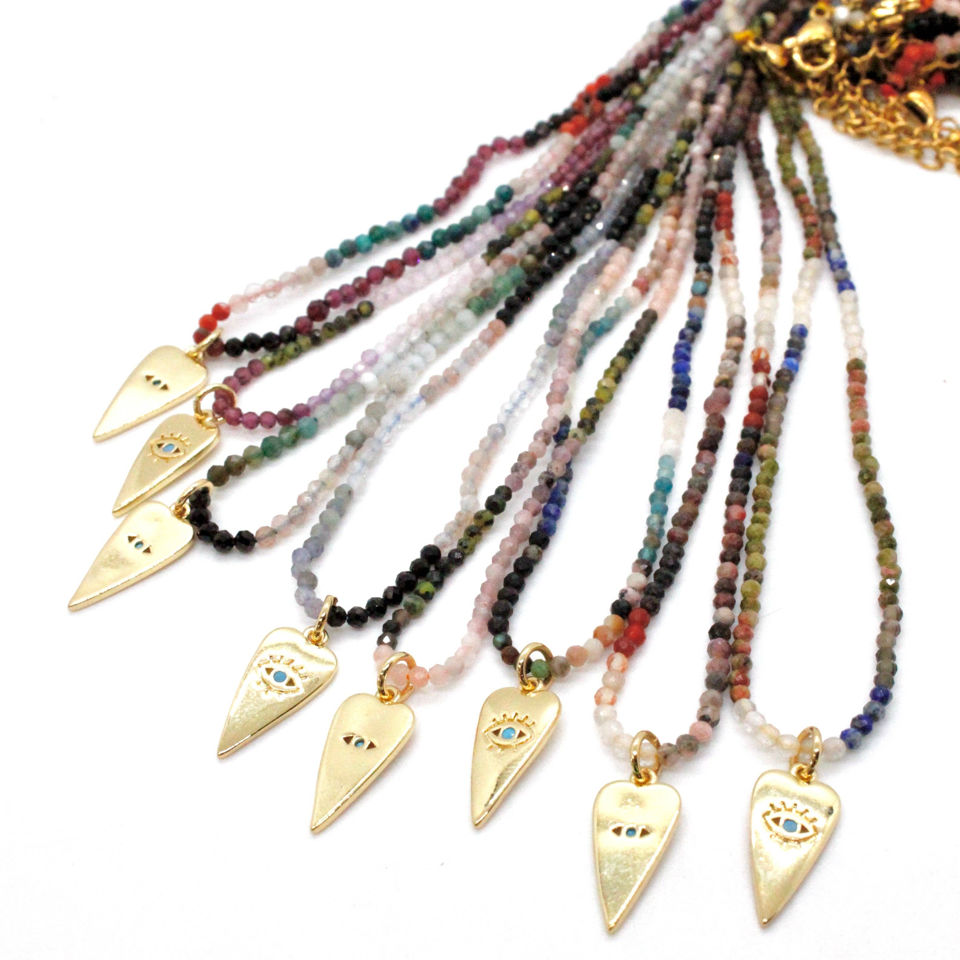 #1 Seller - Evil Eye Heart Faceted Short Stone Necklace