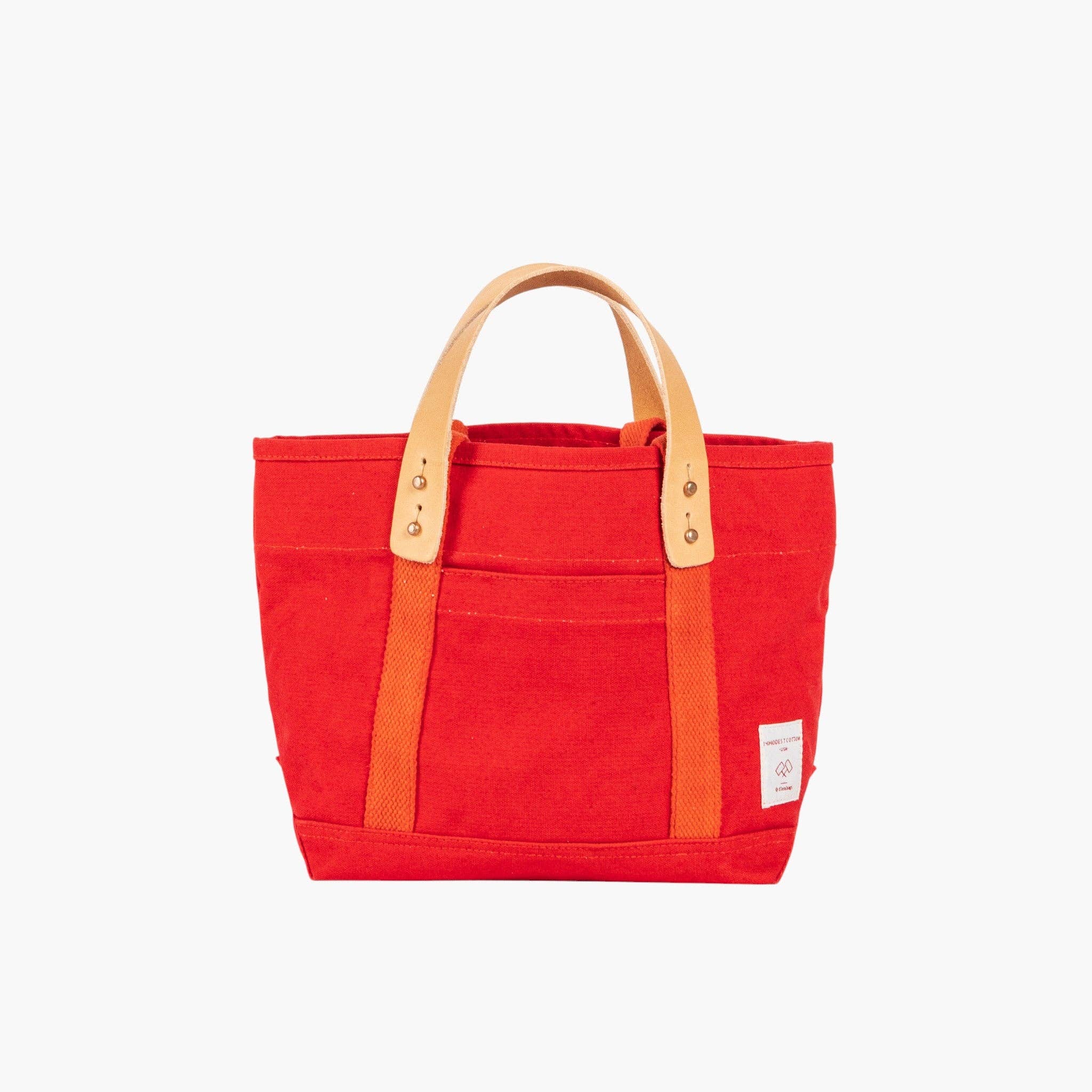 Lunch Tote | Persimmon with leather handles and durable canvas in vibrant persimmon red for stylish everyday use