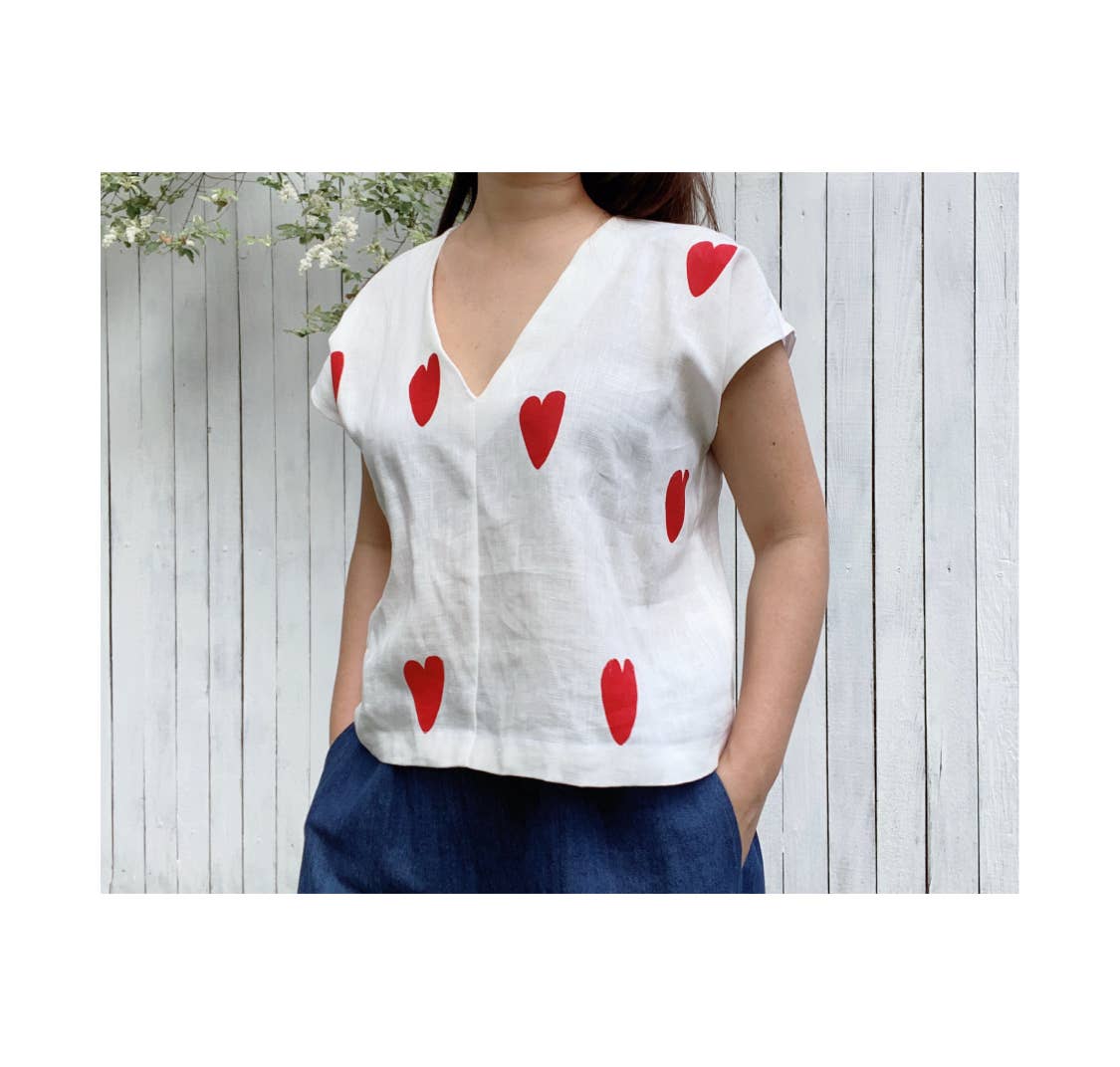 Heart Linen Top