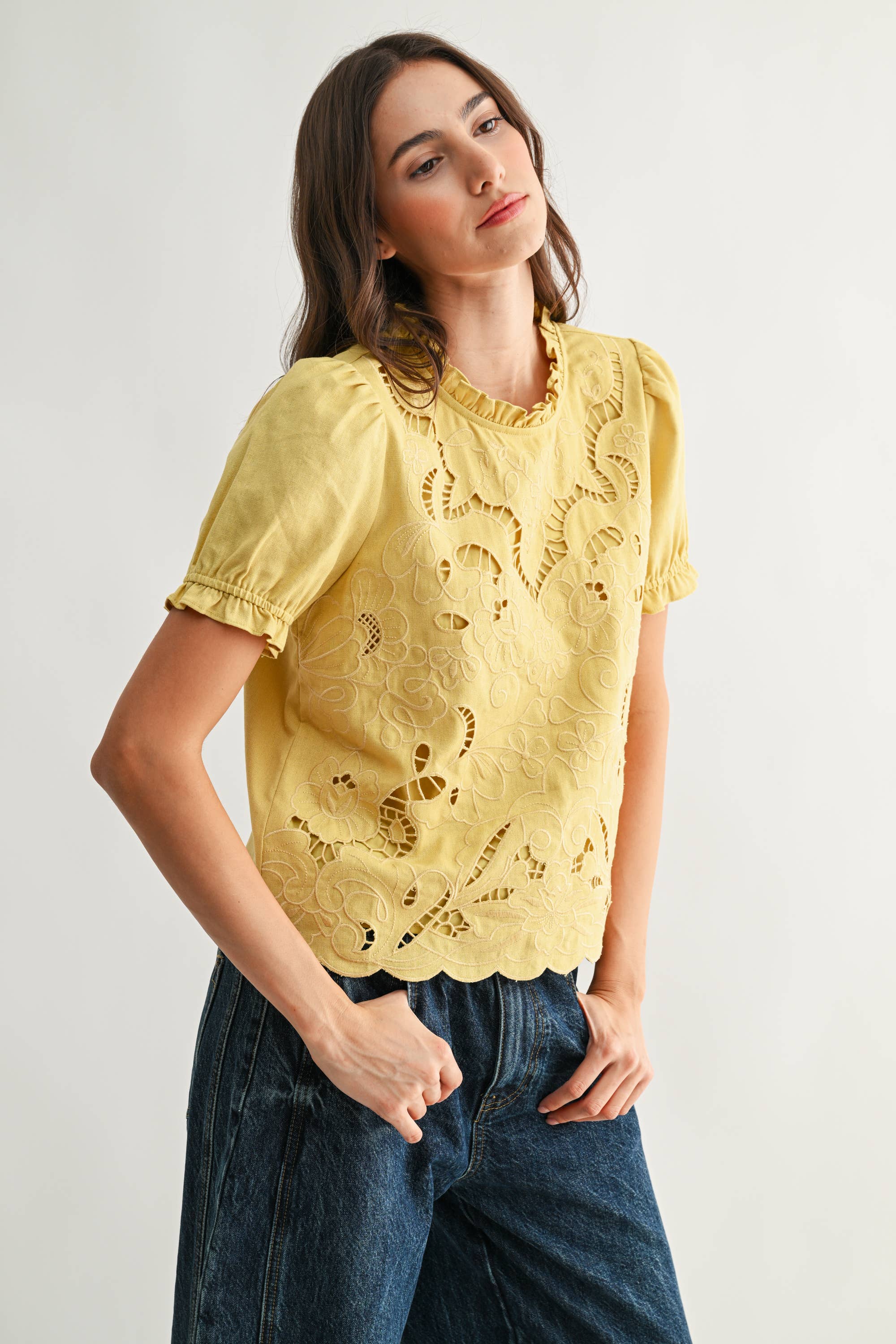 Embroidered Short Sleeve Blouse