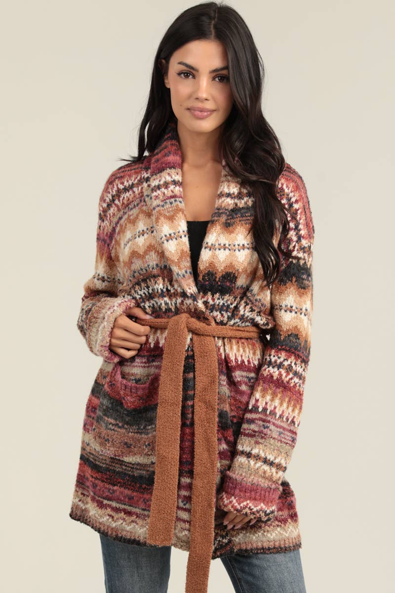 XHS94-ASIS COZY KNIT CARDIGAN SWEATER WITH TIE WAIST AND POC