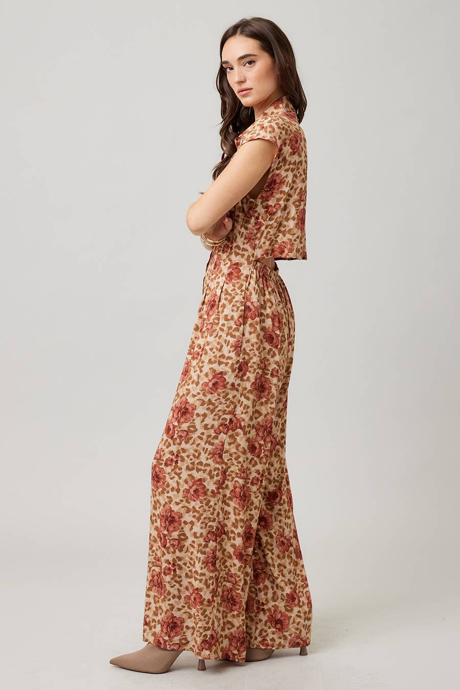 Printed Cut Out Back Jumpsuit