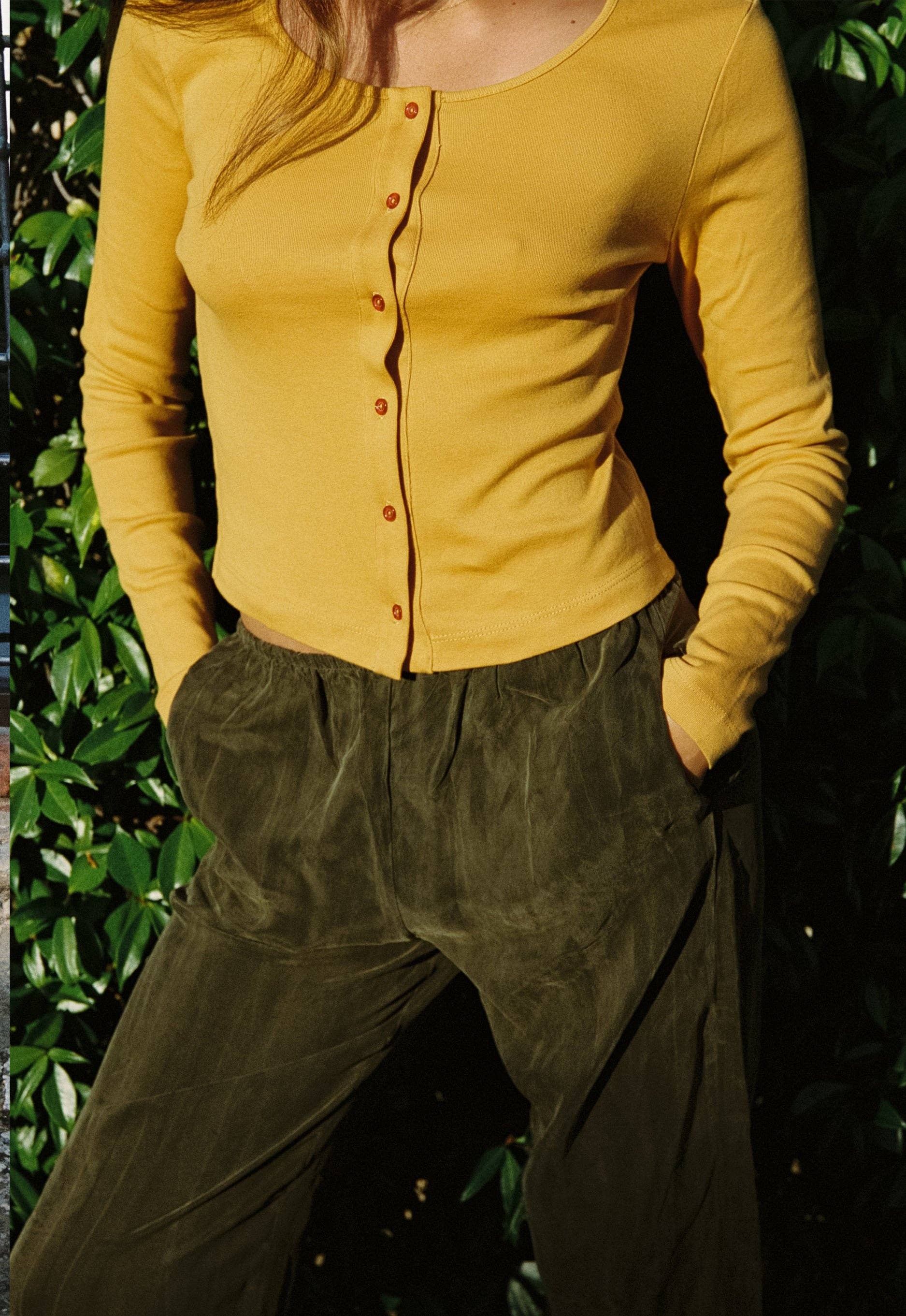 Organic Rib Cardigan Tee