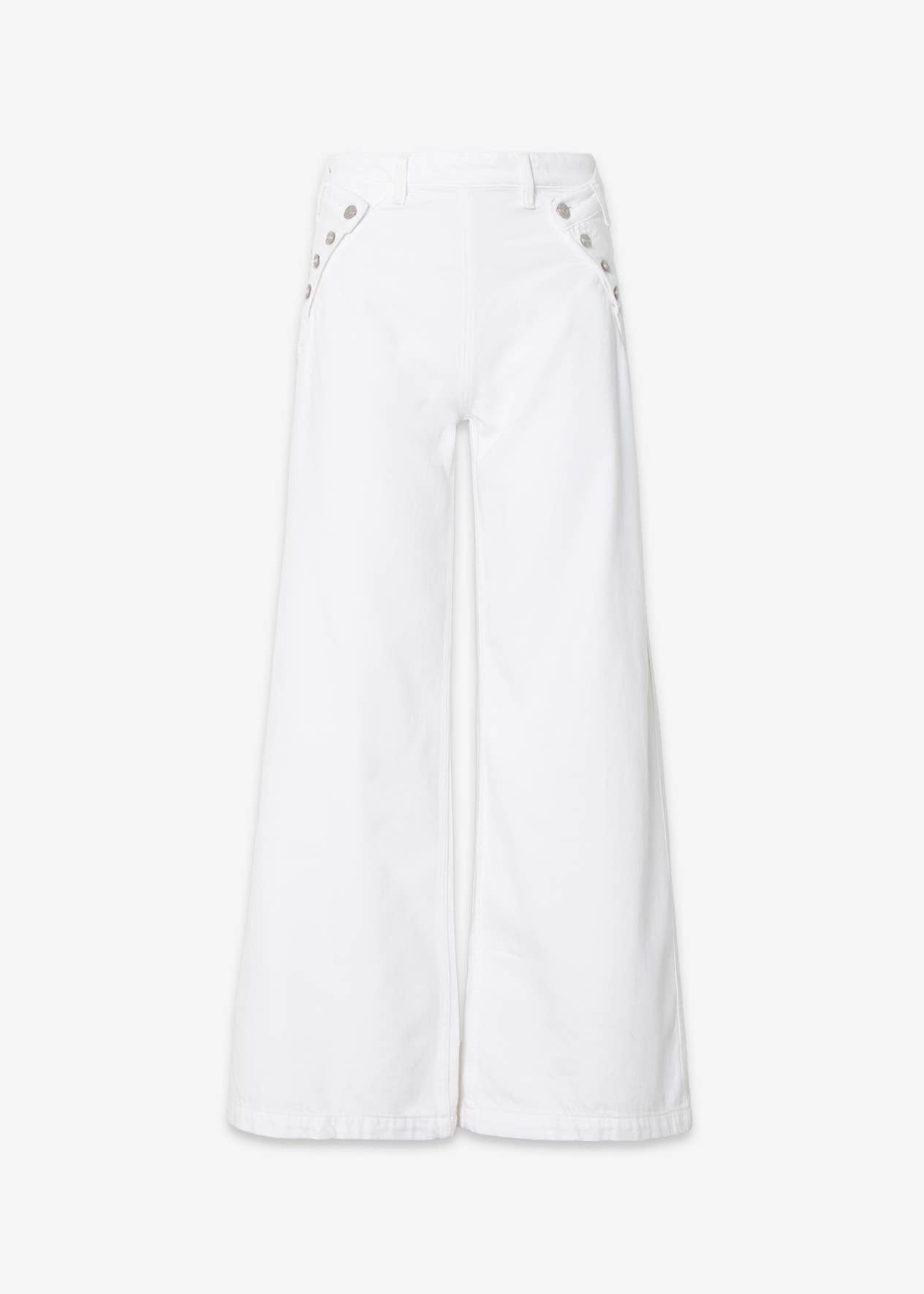 Dina High Waisted Wide Leg Jean - White