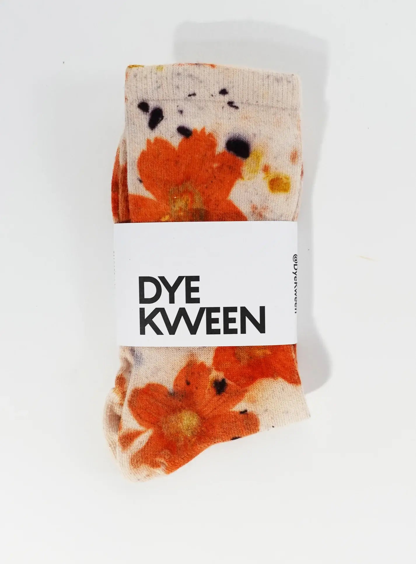 Flower Power Cotton Crew Sock with vibrant orange floral print and soft cotton fabric for everyday wear.