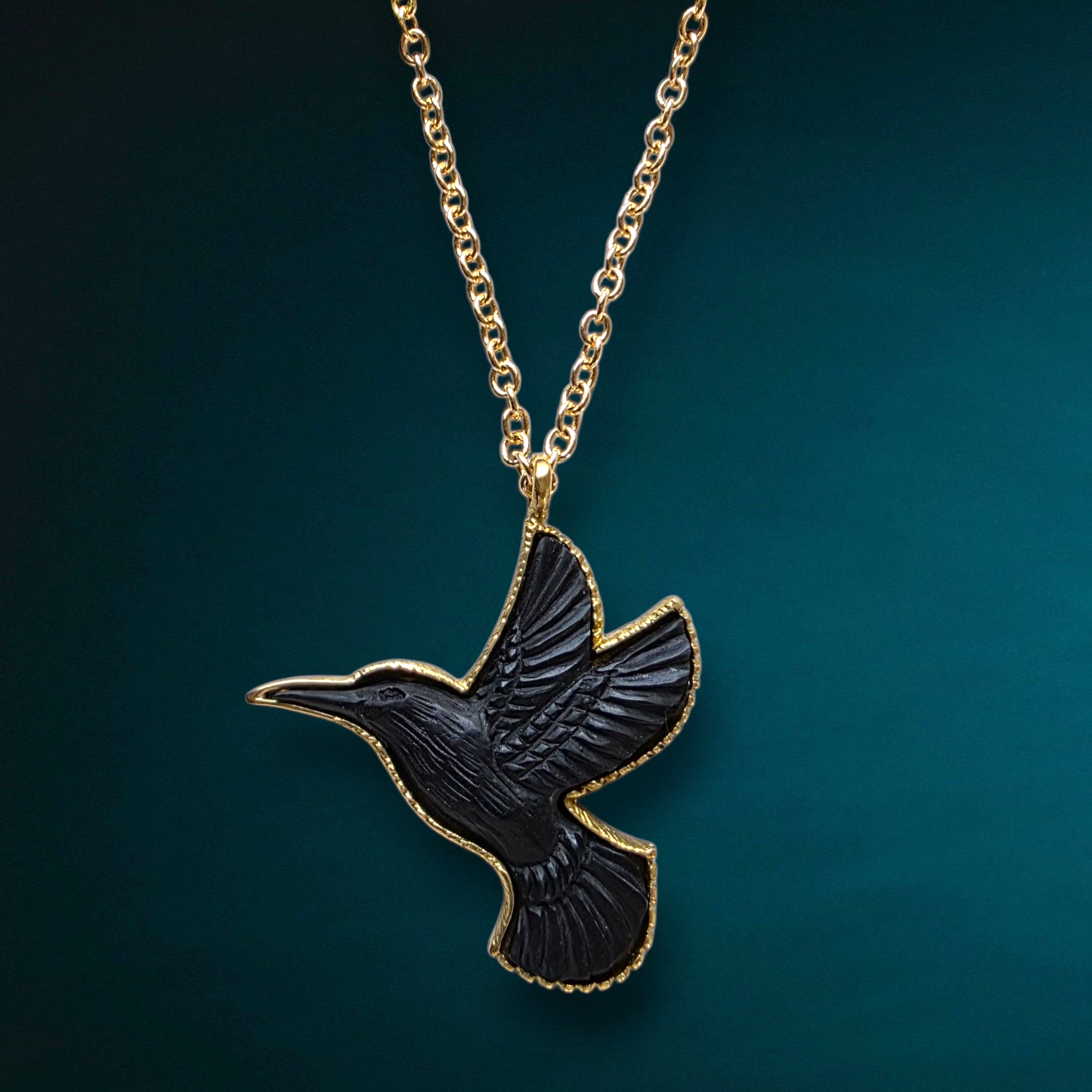 Hummingbird Spirit Animal Necklace - Ebony
