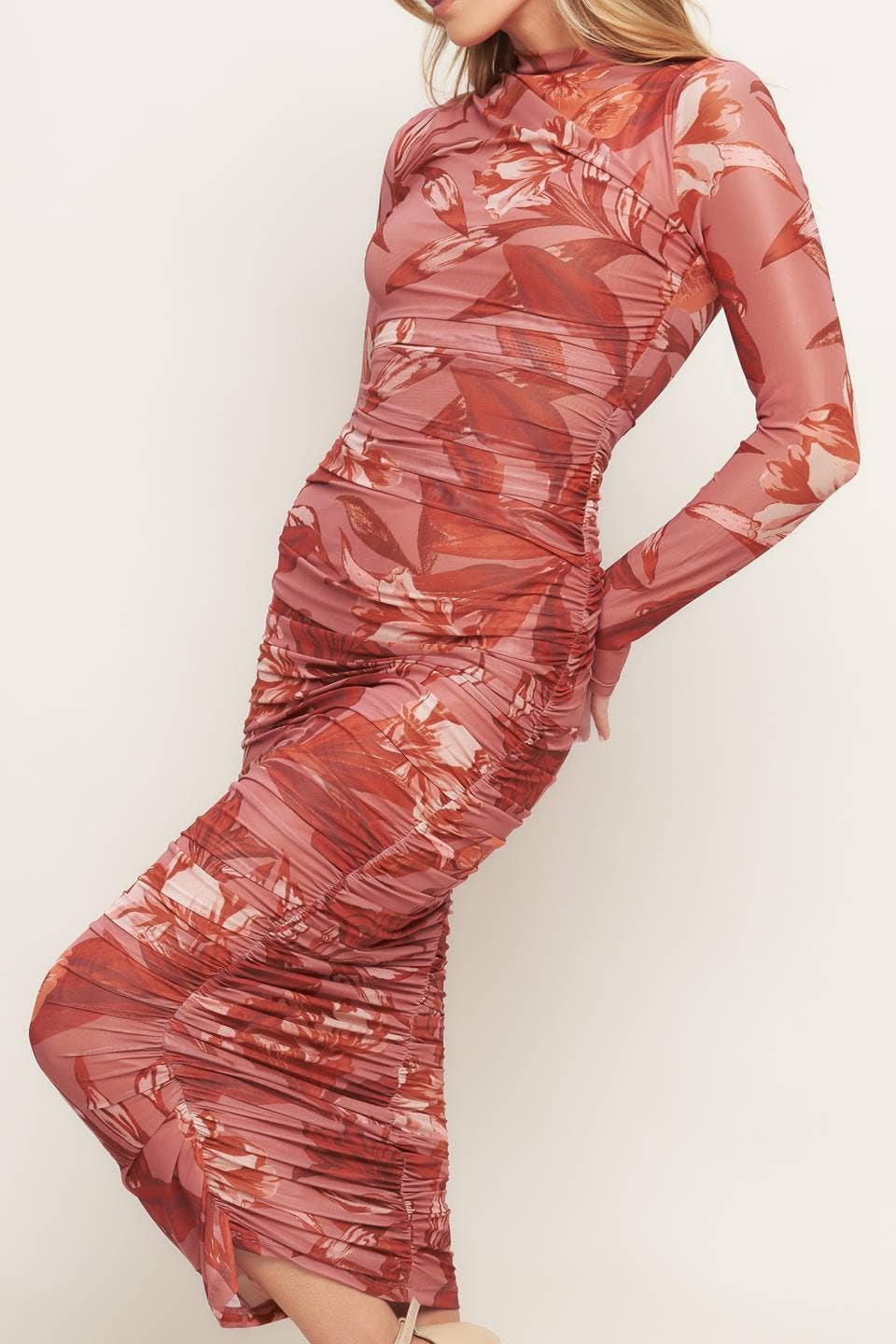 Printed Power Mesh Dress