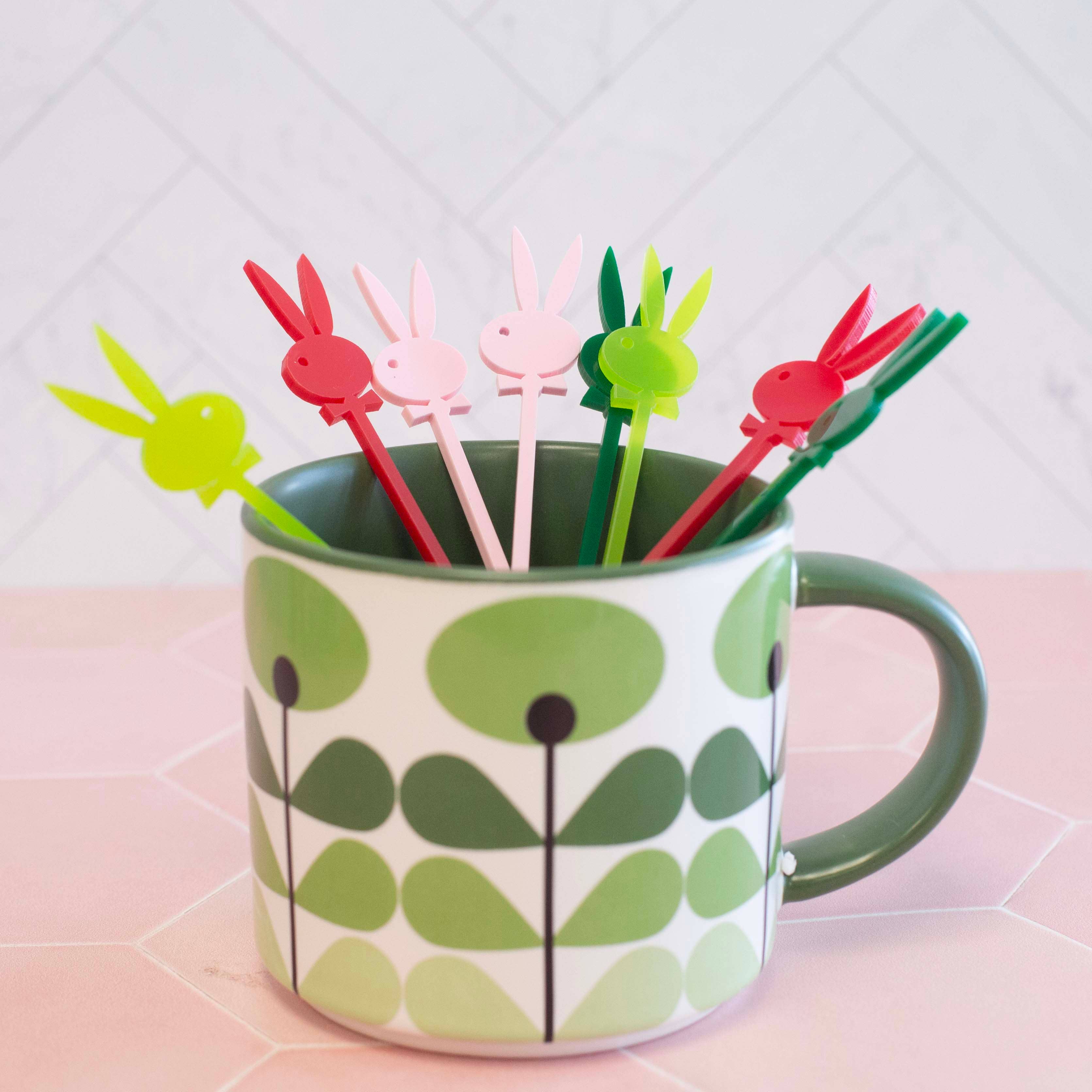 Retro Bunny Ears Mid Century Modern Swizzle Drink Stirrers
