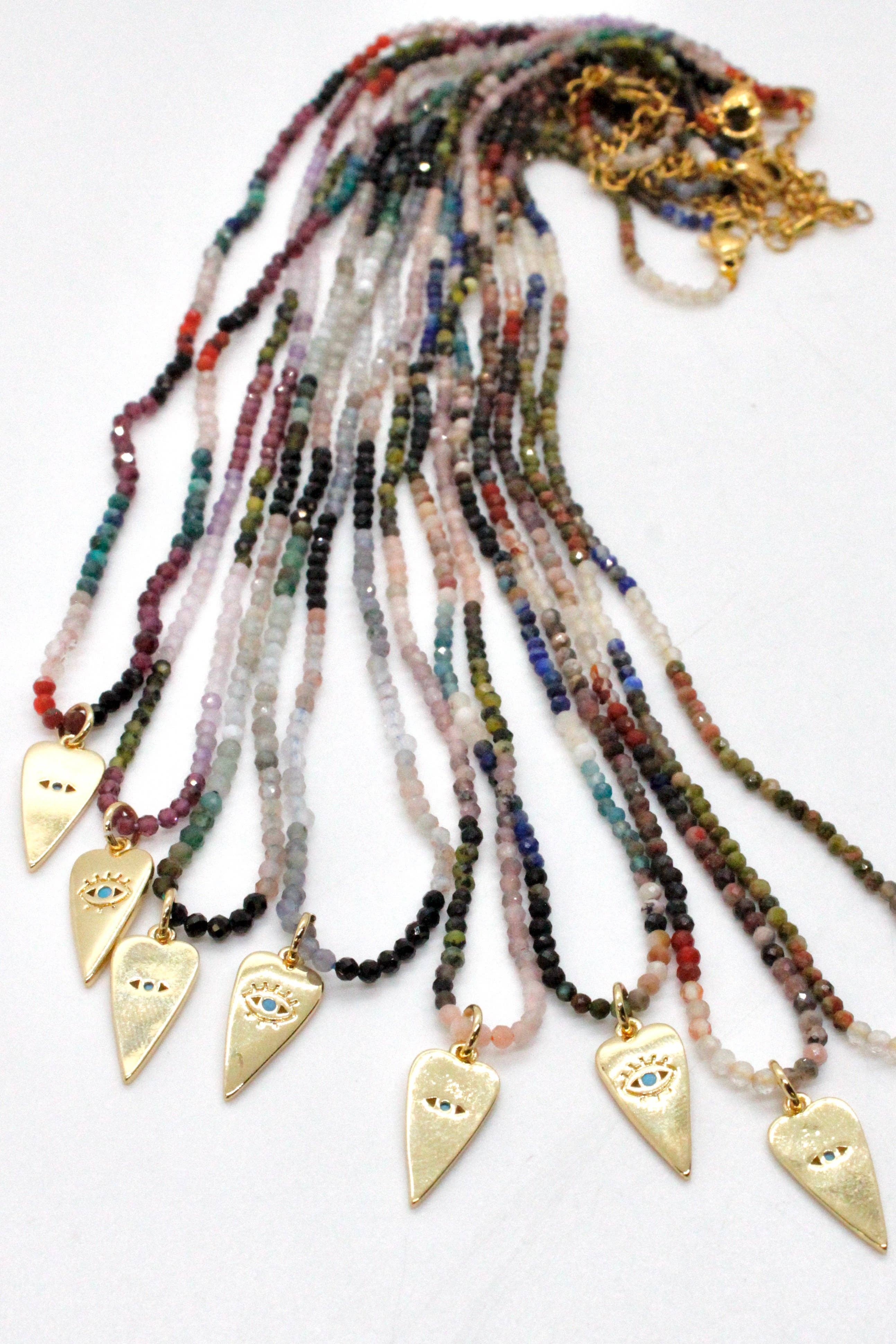 #1 Seller - Evil Eye Heart Faceted Short Stone Necklace
