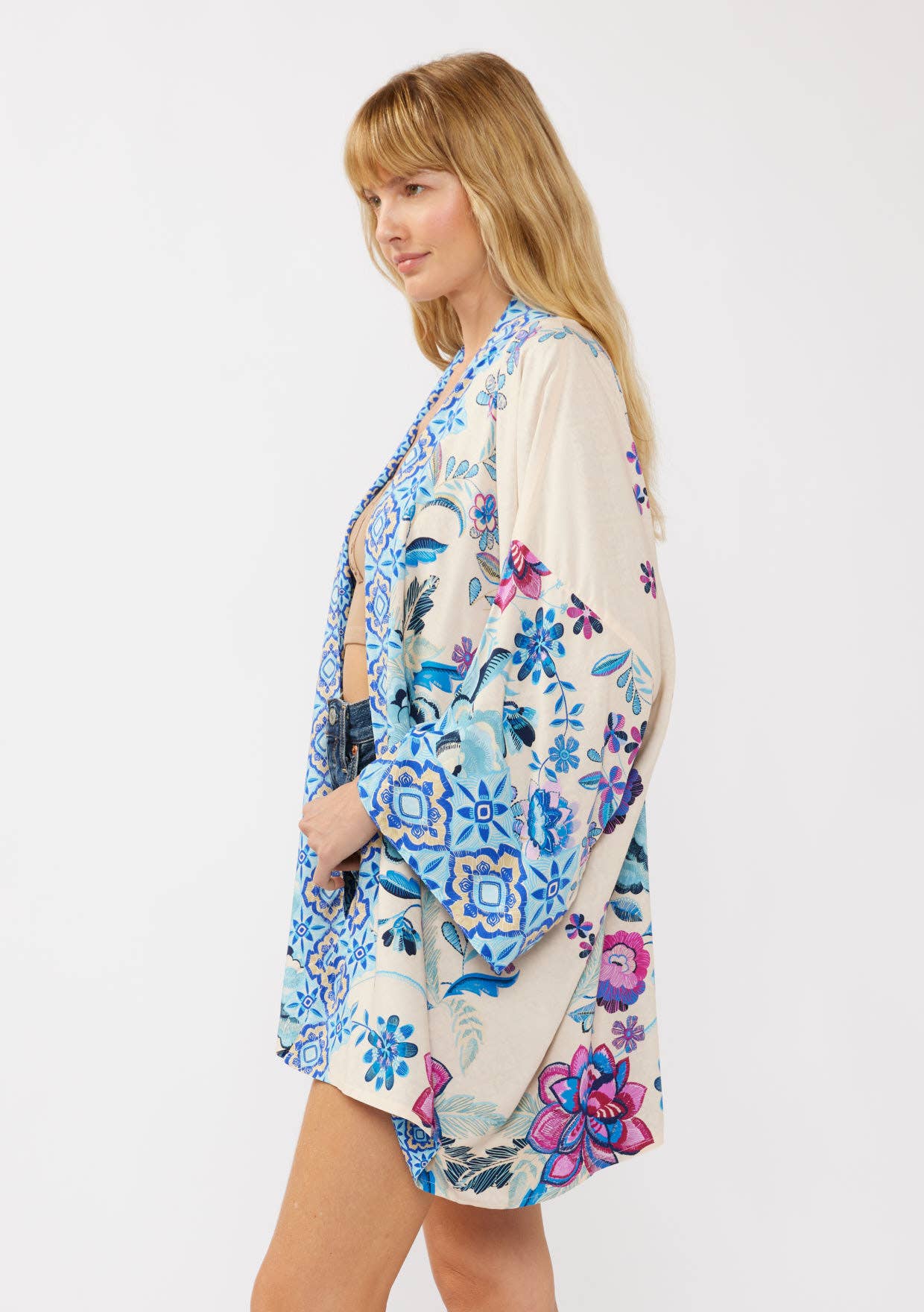 Floral Print Reversible Kimono