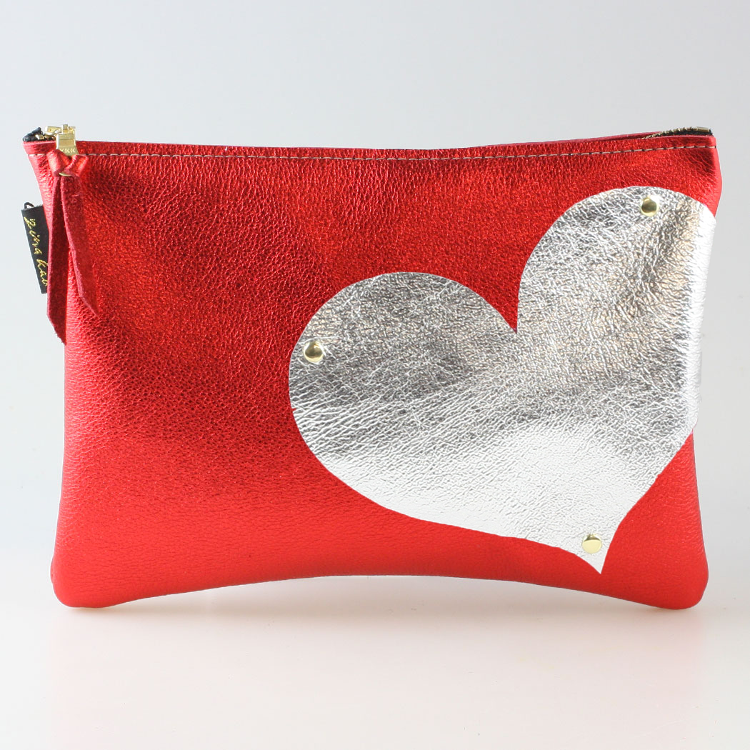 The Carter Clutch: Side Heart Applique Pouch