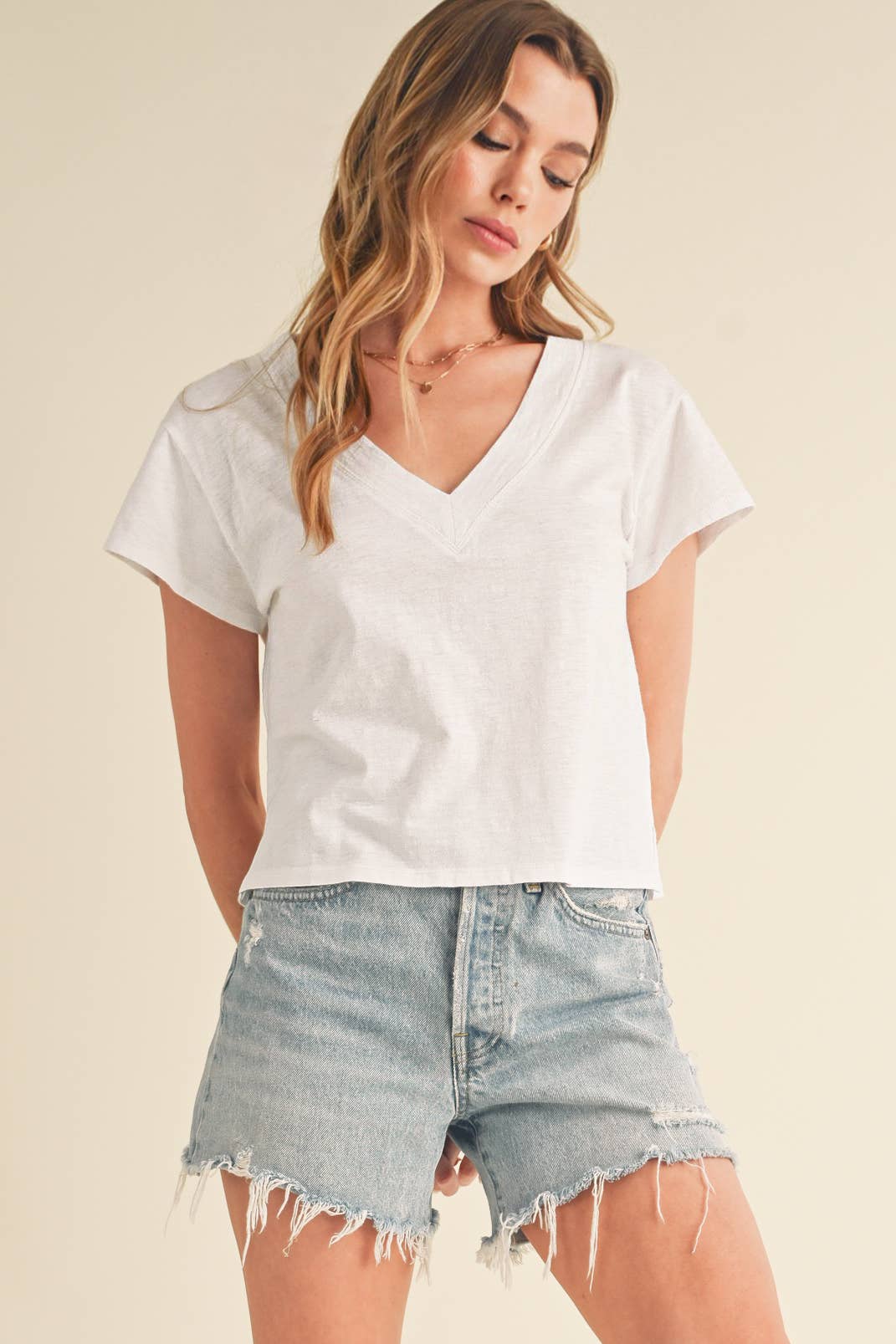 8281DK Til V-Neck Baby Top: Oat / Contemporary / L