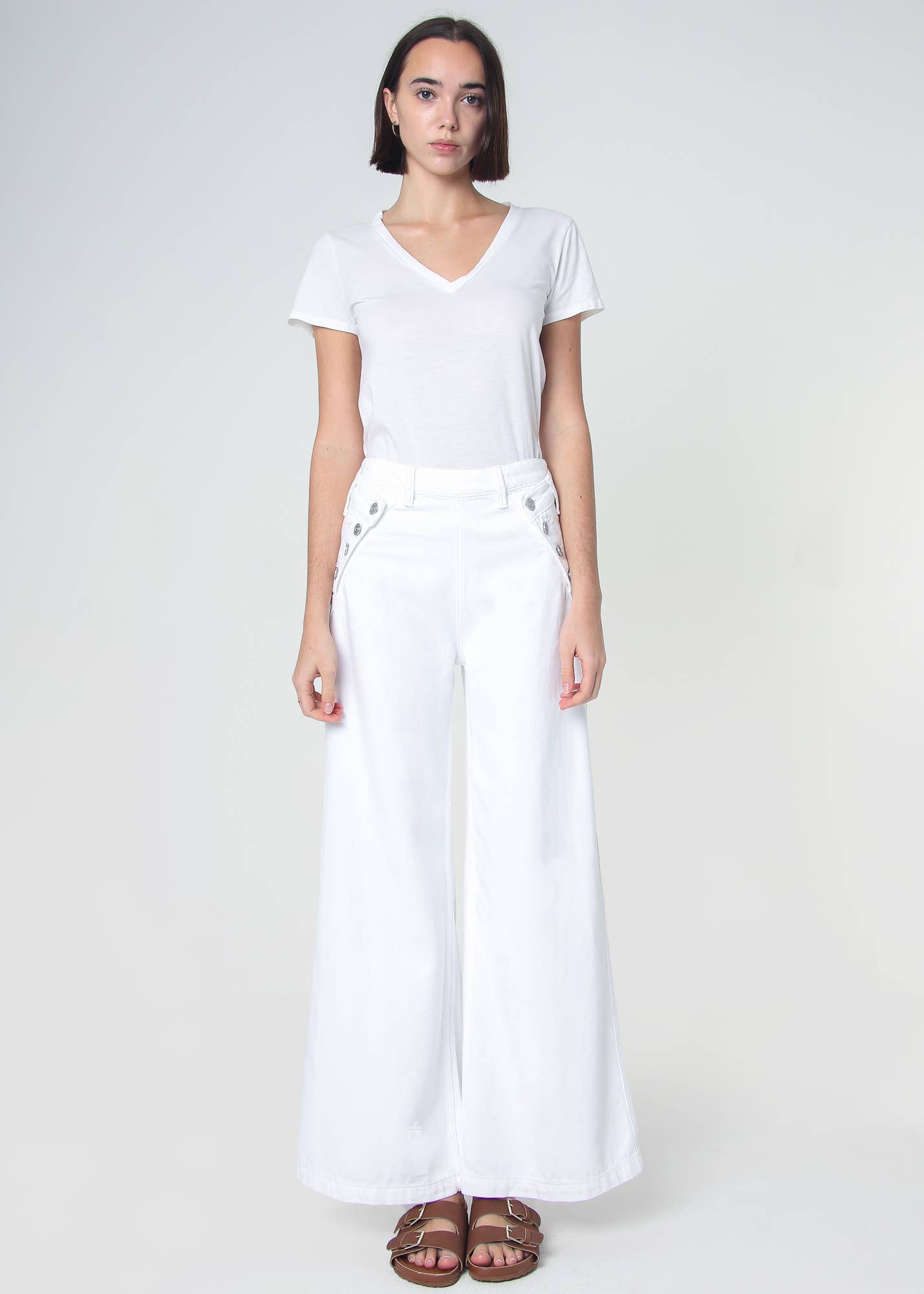Dina High Waisted Wide Leg Jean - White