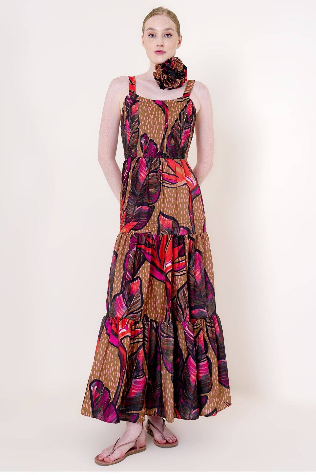 Brown Floral Maxi Dress