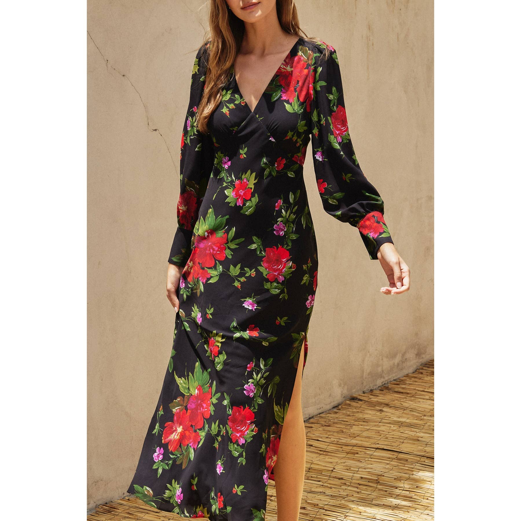 Sweet Talk Plunging Long Sleeve Dress
