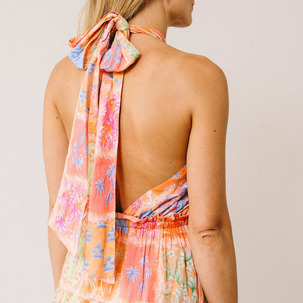 Patchwork Palm Capri Dress