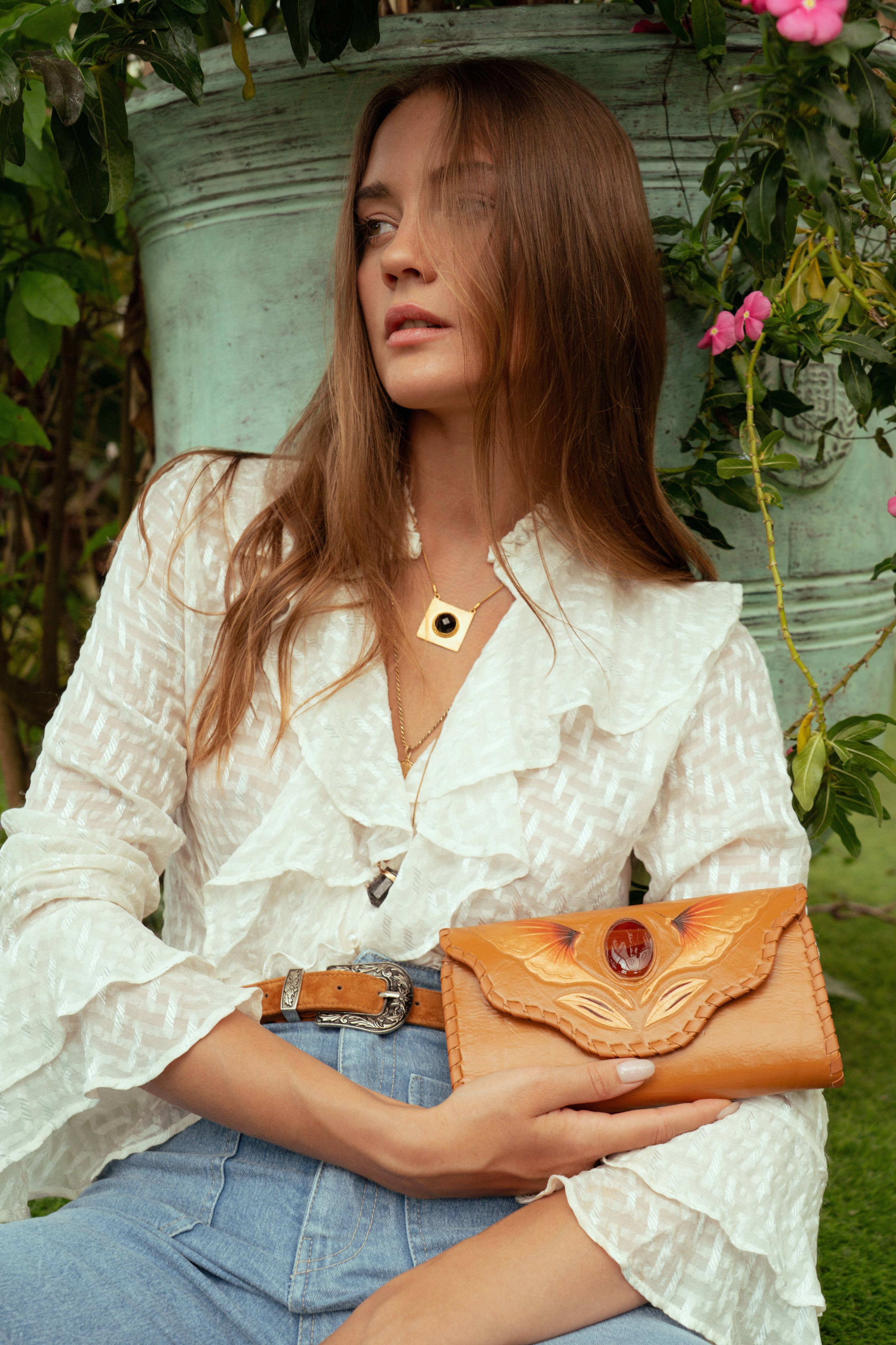 Luna Wallet Crossbody Bag With Carnelian Stone (LIMITED EDITION)