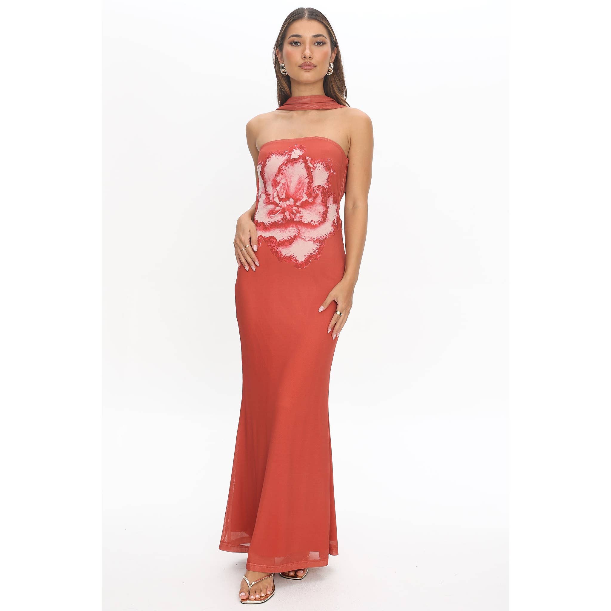 Camellia Scarf Maxi Dress