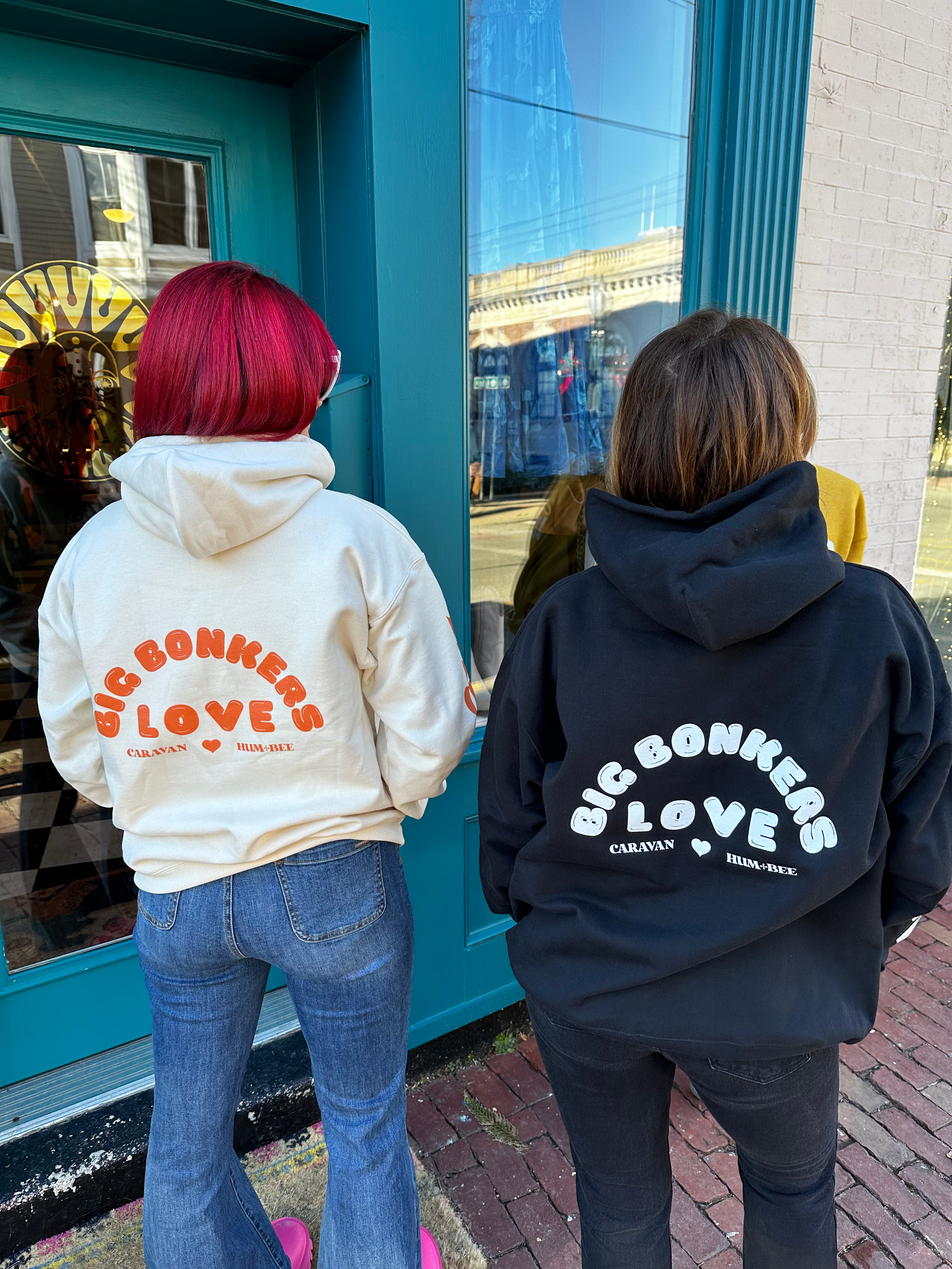 Caravan Big Bonkers Love Hoodies In Black Or Cream