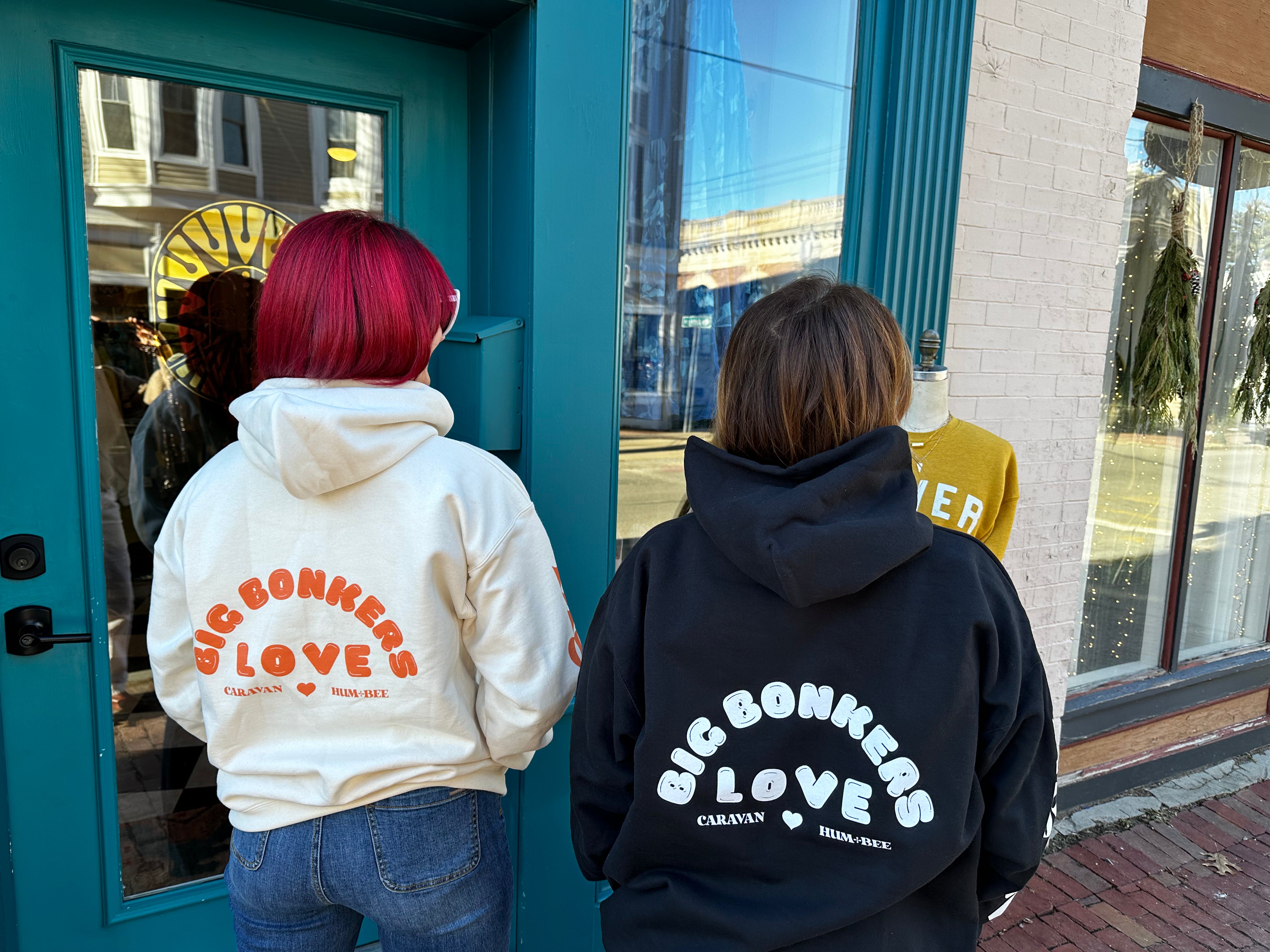 Caravan Big Bonkers Love Hoodies In Black Or Cream