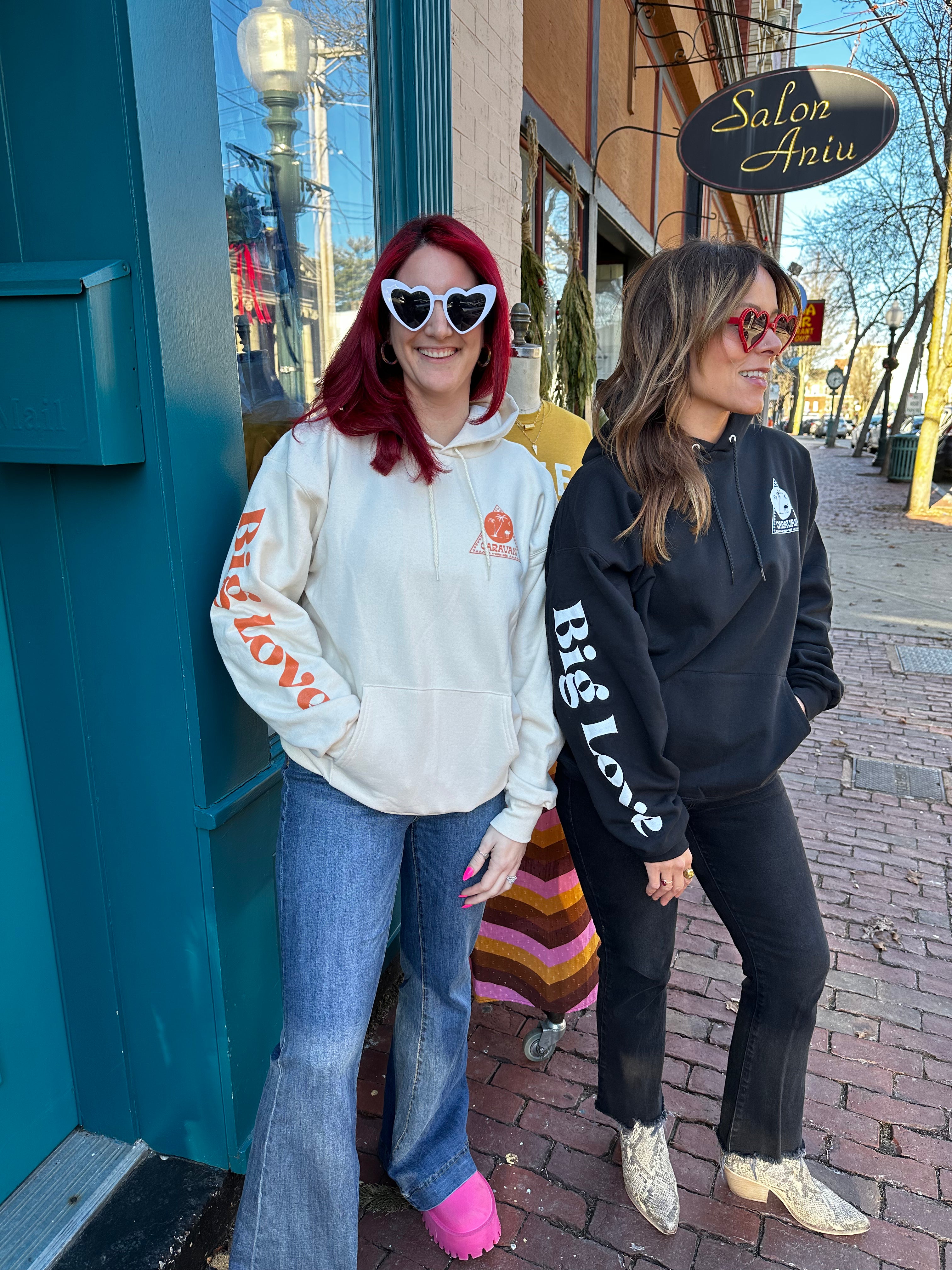 Caravan Big Bonkers Love Hoodies In Black Or Cream