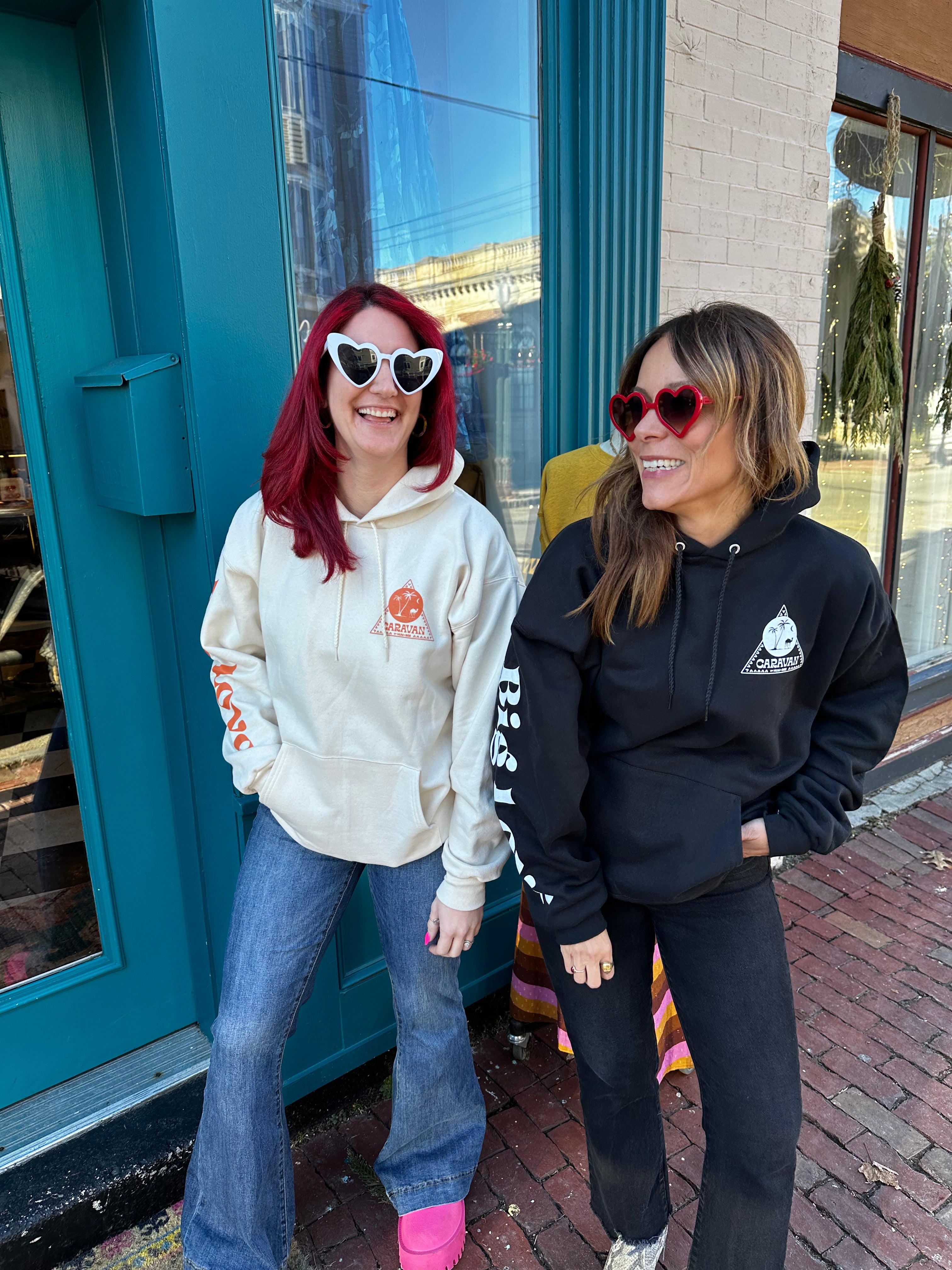 Caravan Big Bonkers Love Hoodies In Black Or Cream
