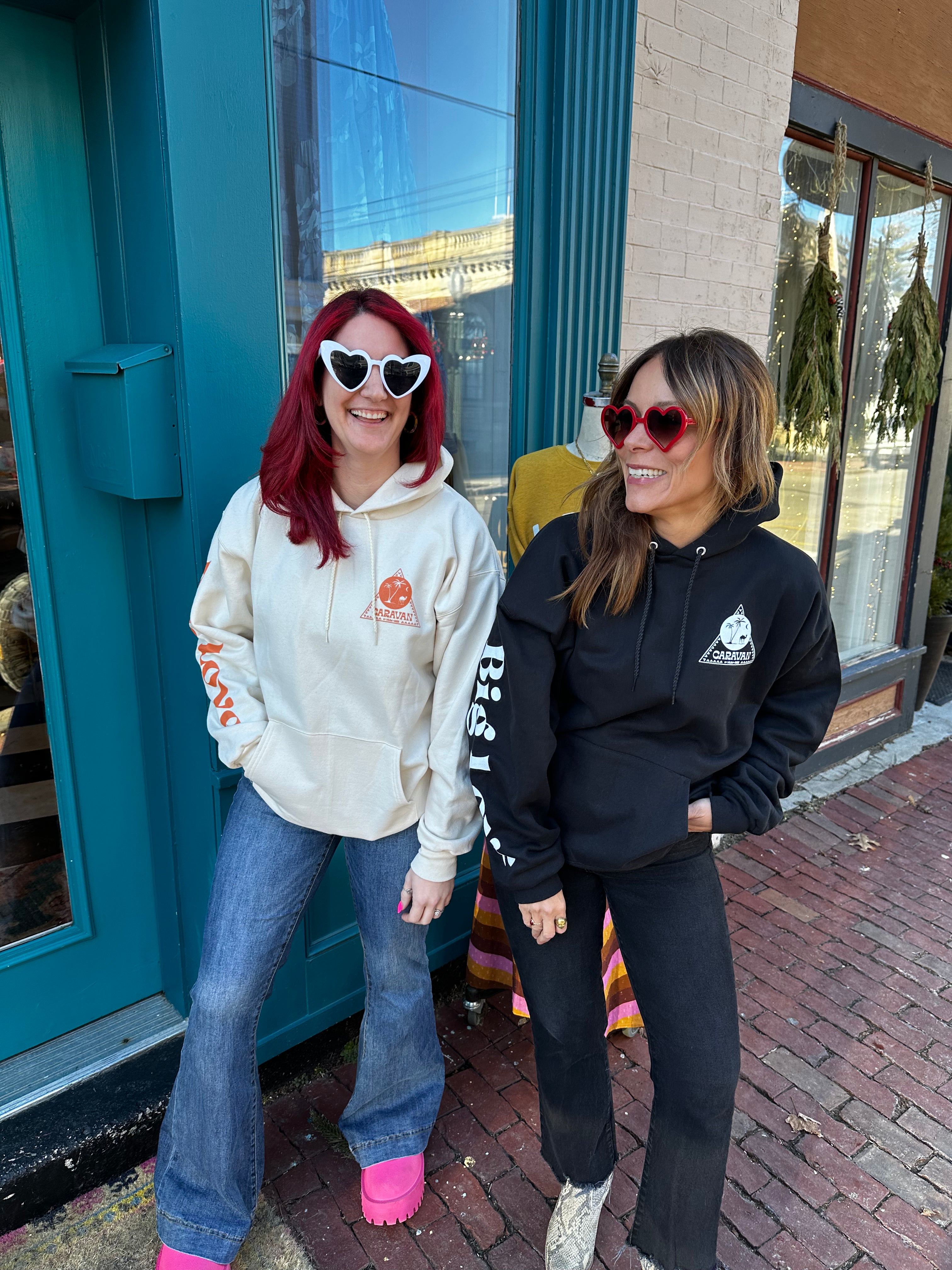 Caravan Big Bonkers Love Hoodies In Black Or Cream