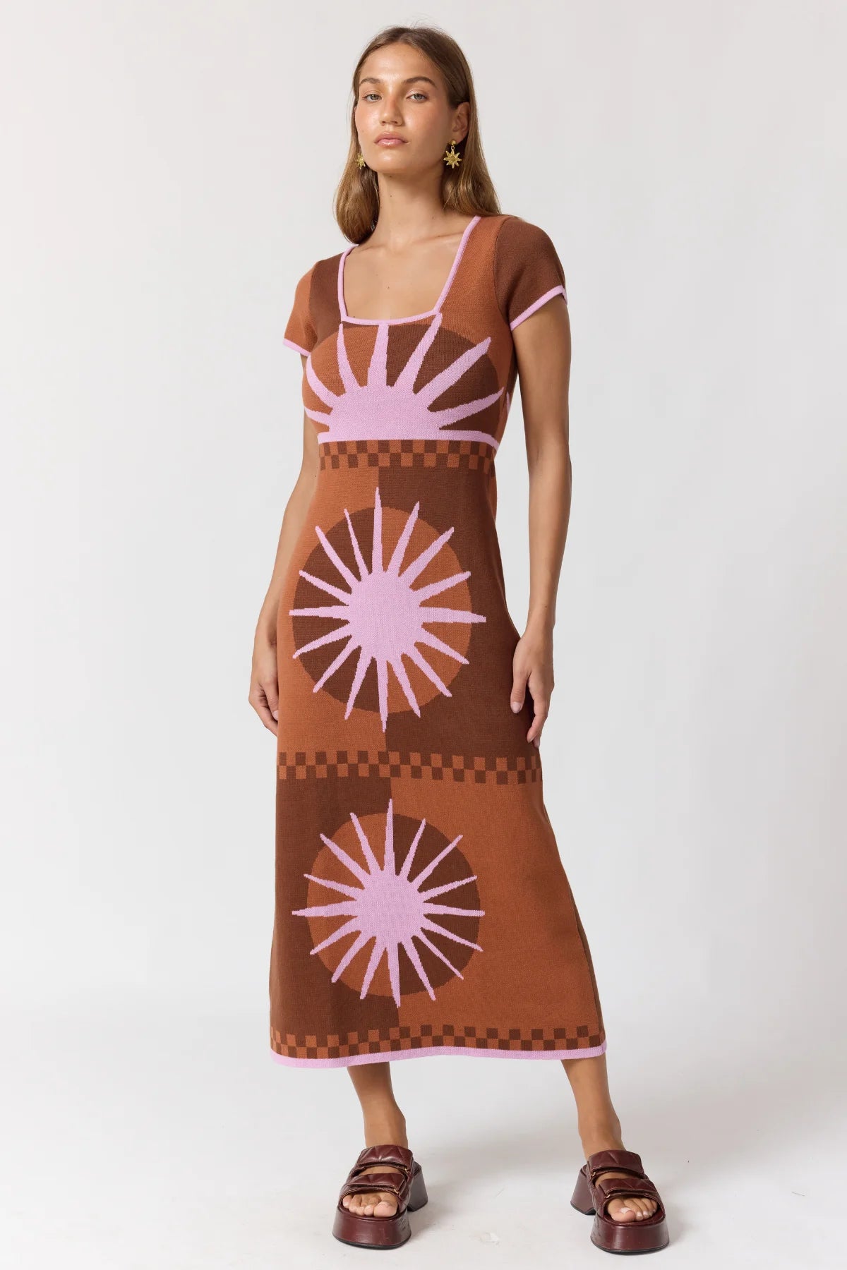 Charlie Midi Dress in cocoa by Nine Lives Bazaar