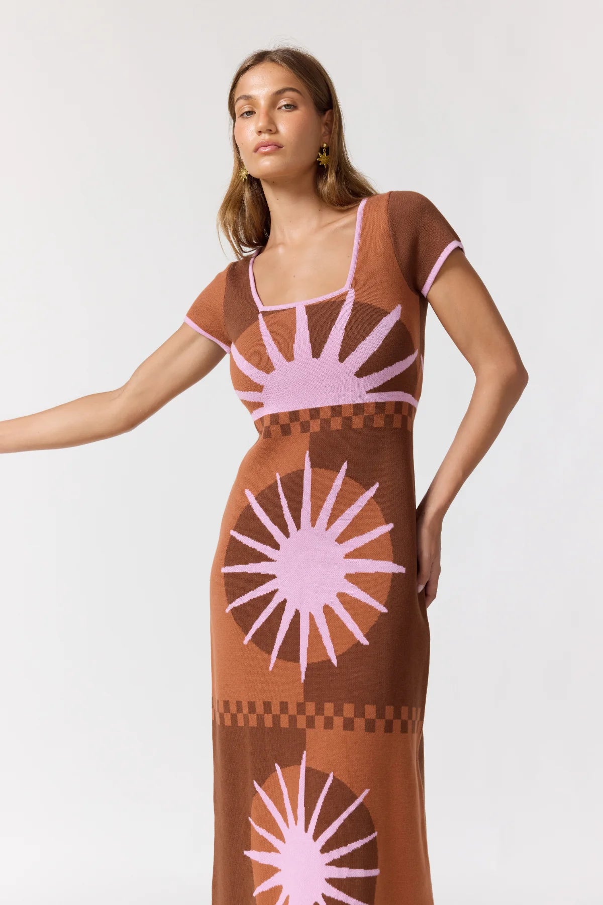 Charlie Midi Dress in cocoa by Nine Lives Bazaar