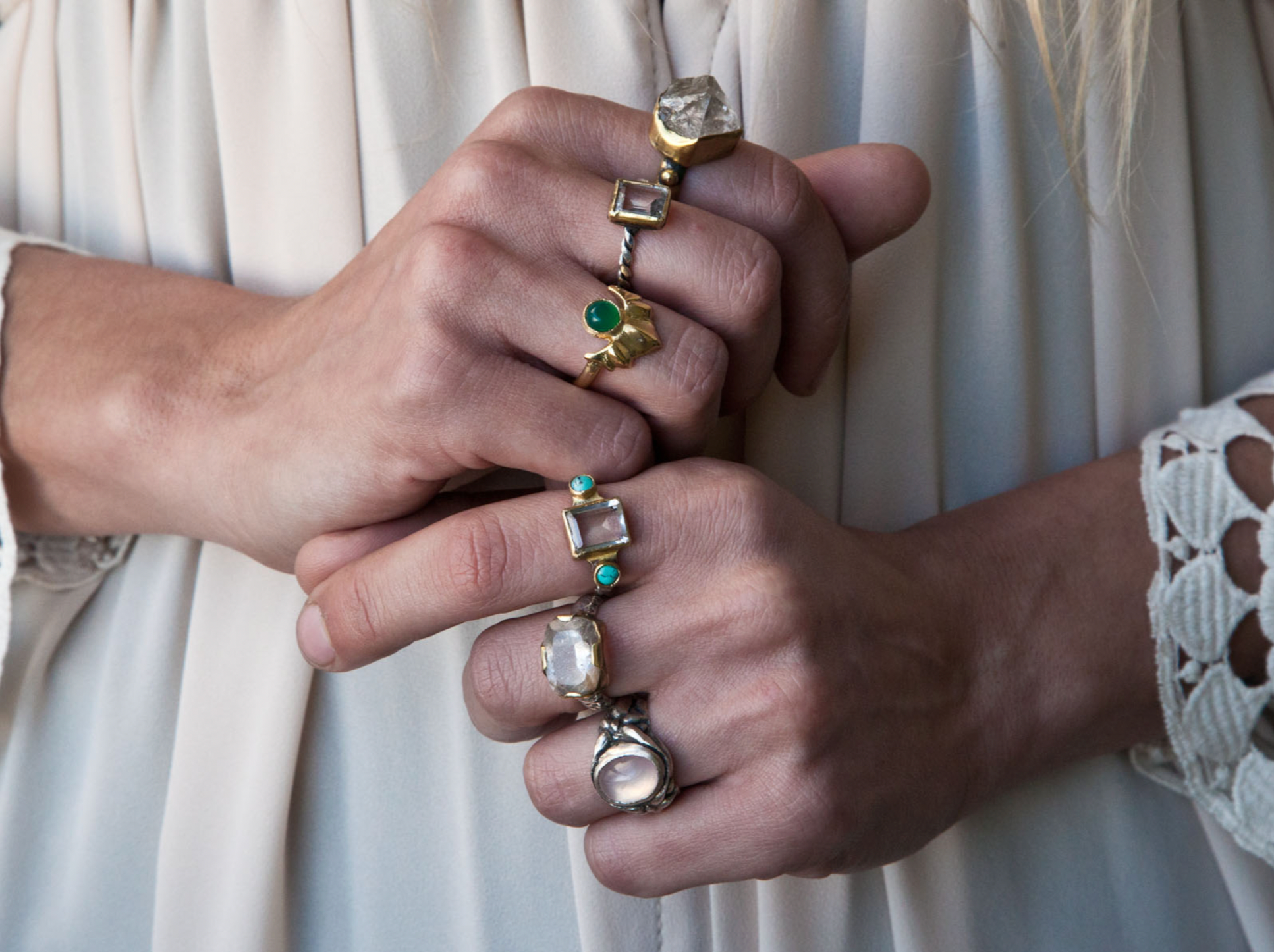 Sun Ring In Garnet Or Green Agate