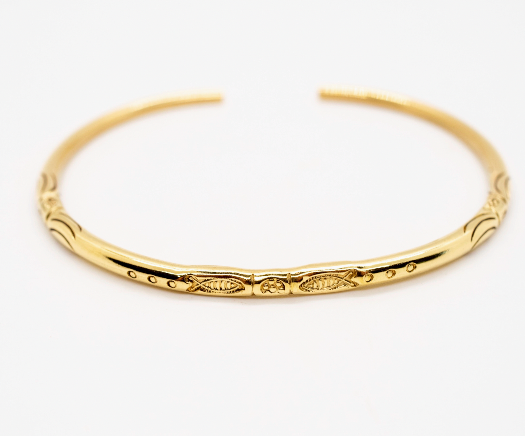 Brass Etched Ocean Cuff