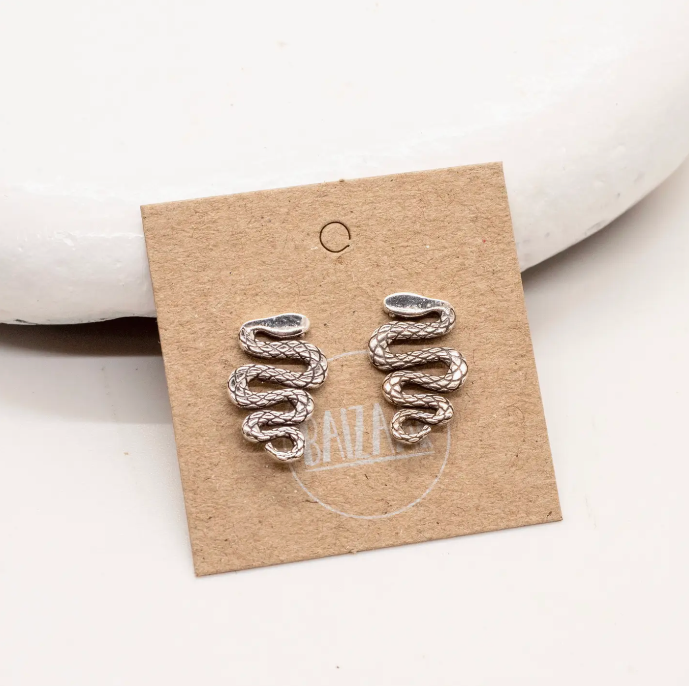 Sterling Silver Snake Coil Stud Earring
