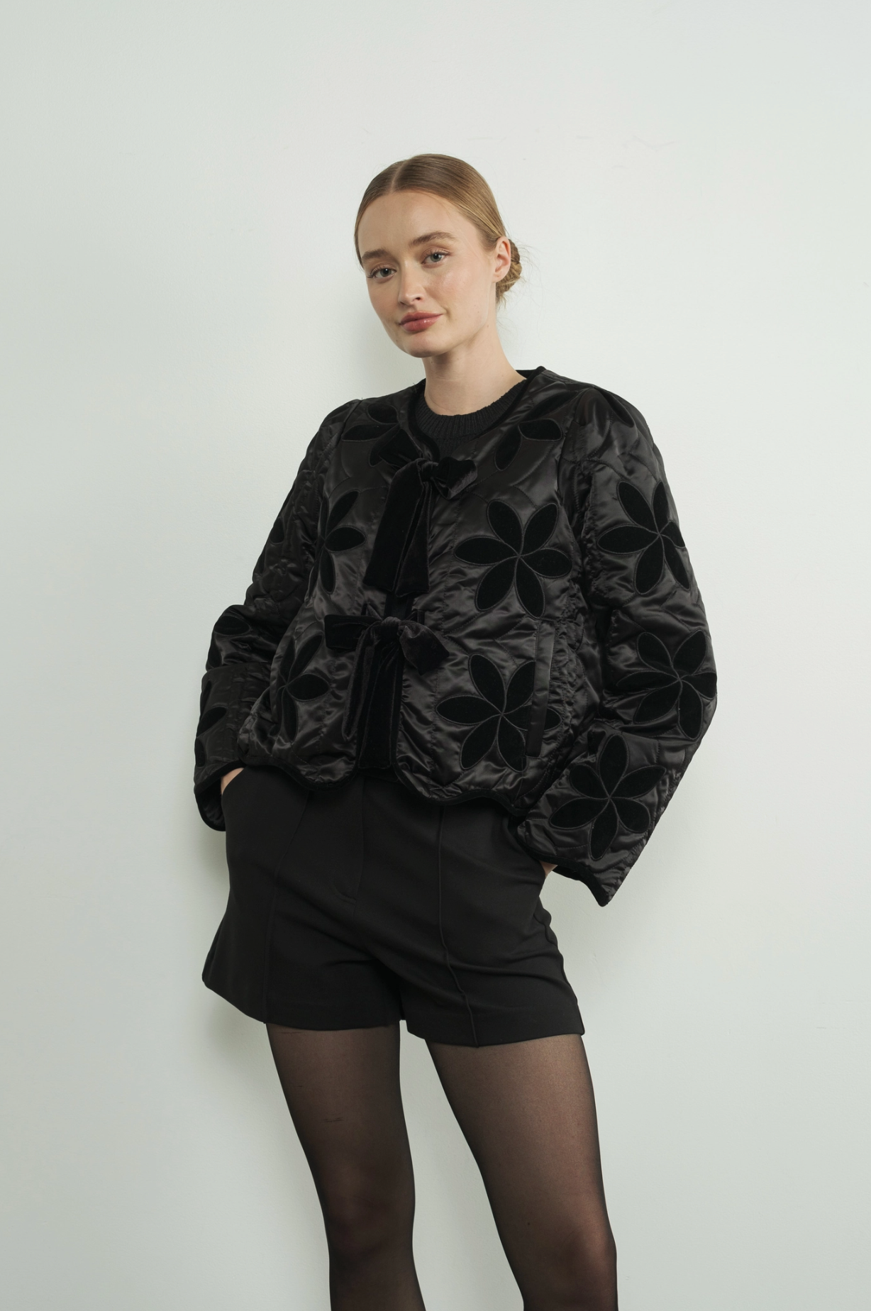 Velvet Bloom Cropped Jacket