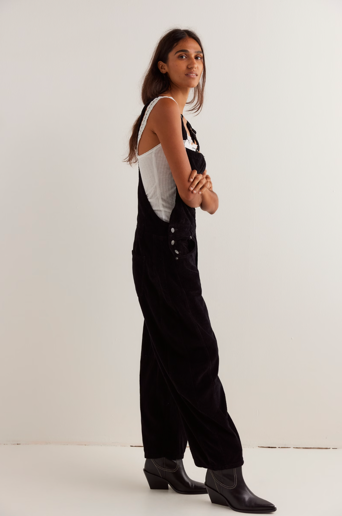 Good Luck Cord Overall In Black Ember