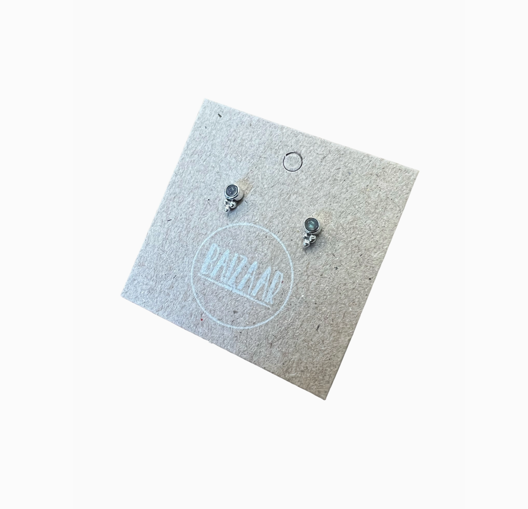 Brass Stone Dot Stud Earrings