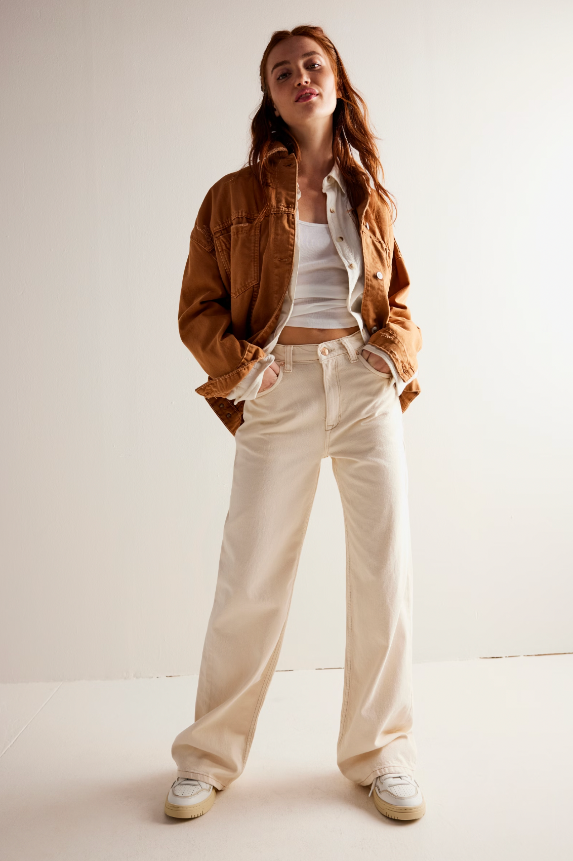 Tinsley Baggy High Rise Jean In Ecru By Free People