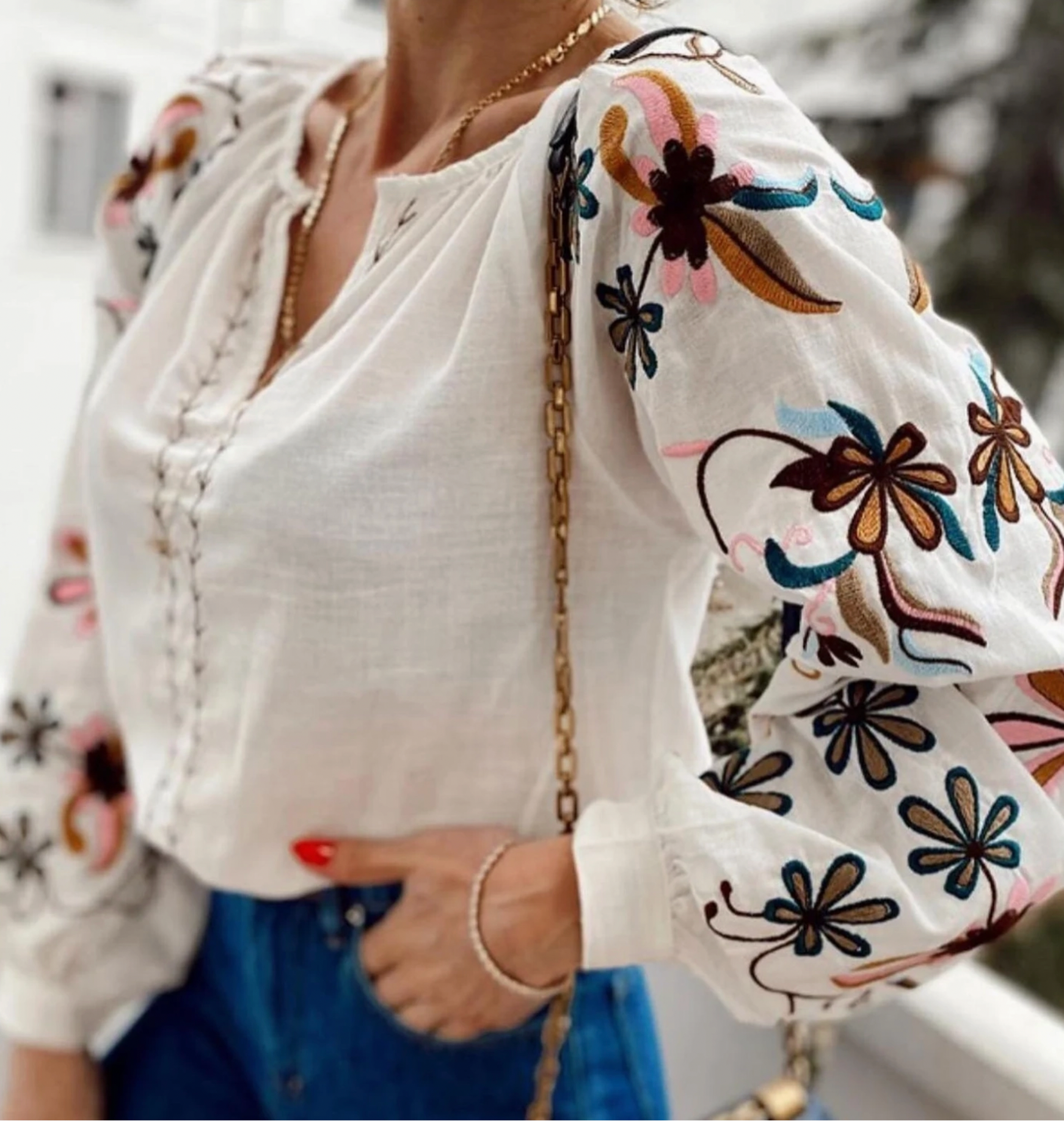 Meadow Bloom Embroidered Blouse