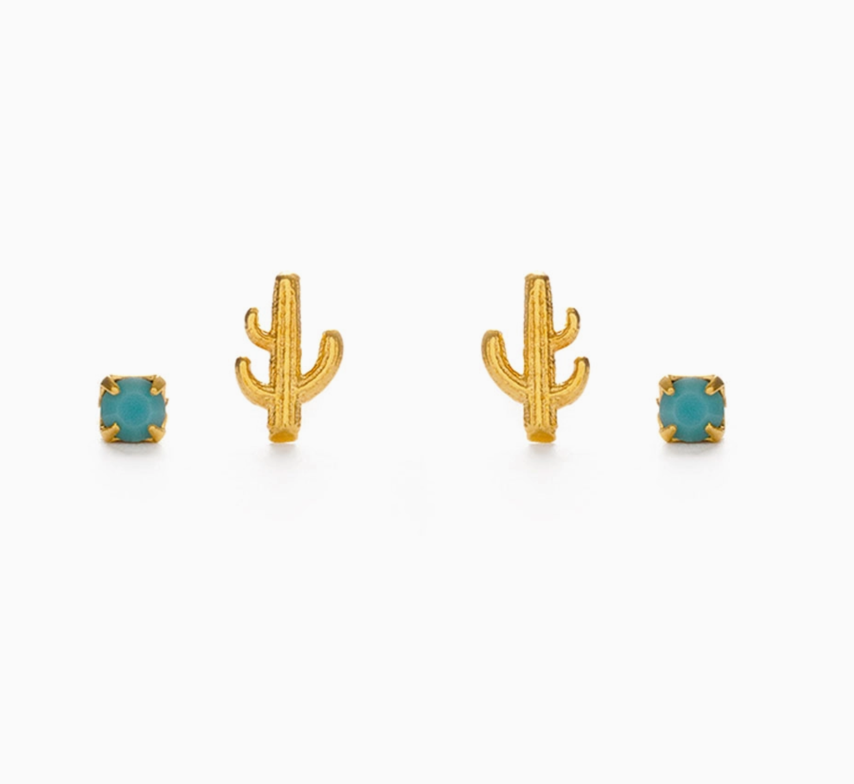 Cactus + Turquoise Stud Earring Set