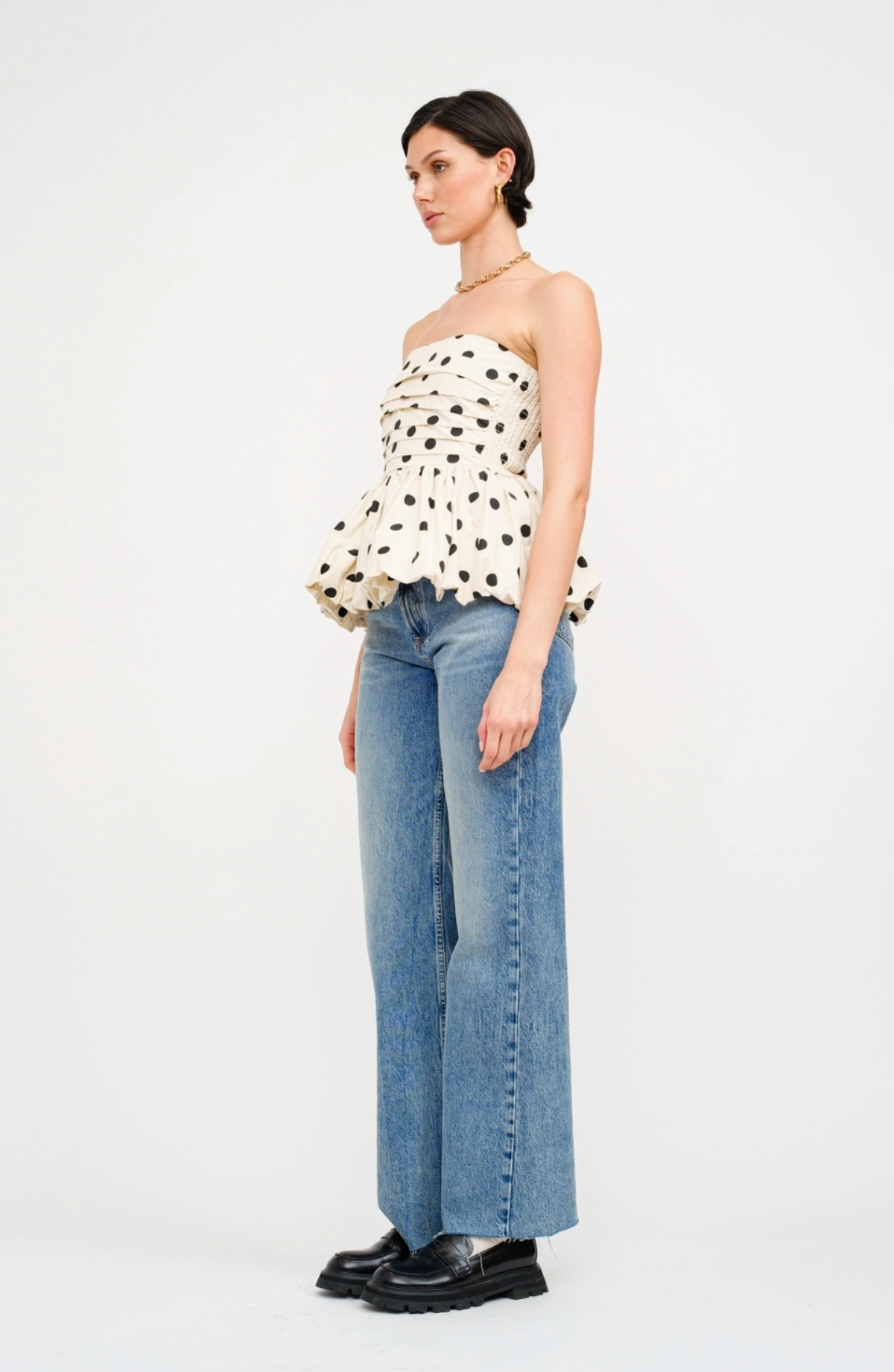 Paige Polka Dot Strapless Blouse